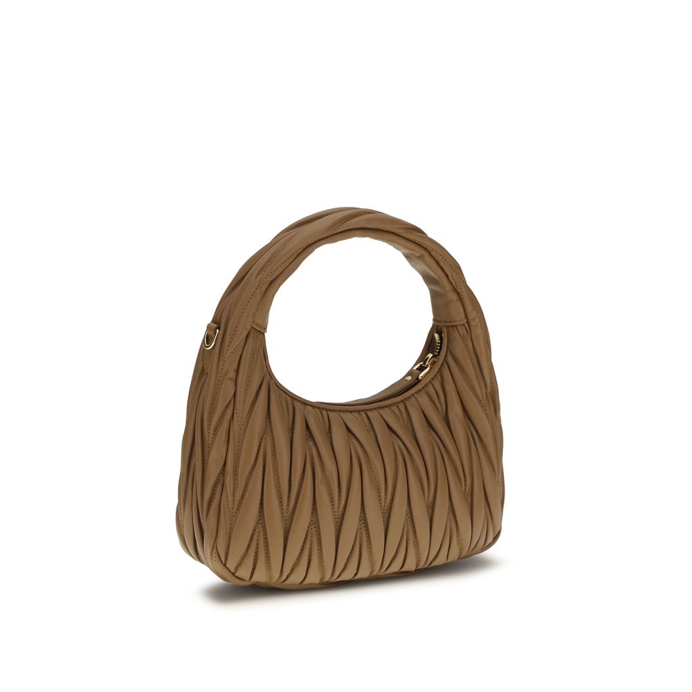 Miu Miu Wander Small Hobo Bag - Caramel Matelassé Nappa Leather