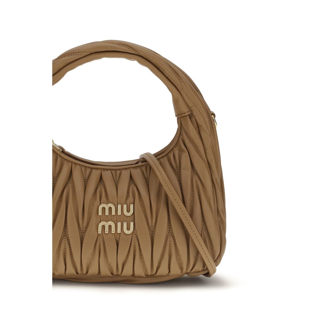 Miu Miu Wander Small Hobo Bag - Caramel Matelassé Nappa Leather