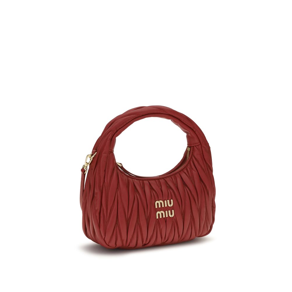 Miu Miu Wander Small Hobo Bag - Red Matelassé Nappa Leather