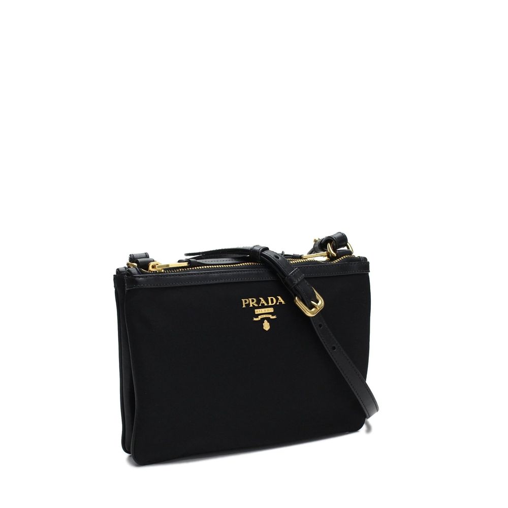 Prada Double Zip Crossbody Bag - Black