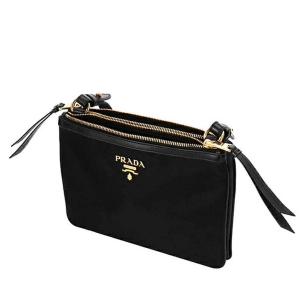 Prada Double Zip Crossbody Bag - Black