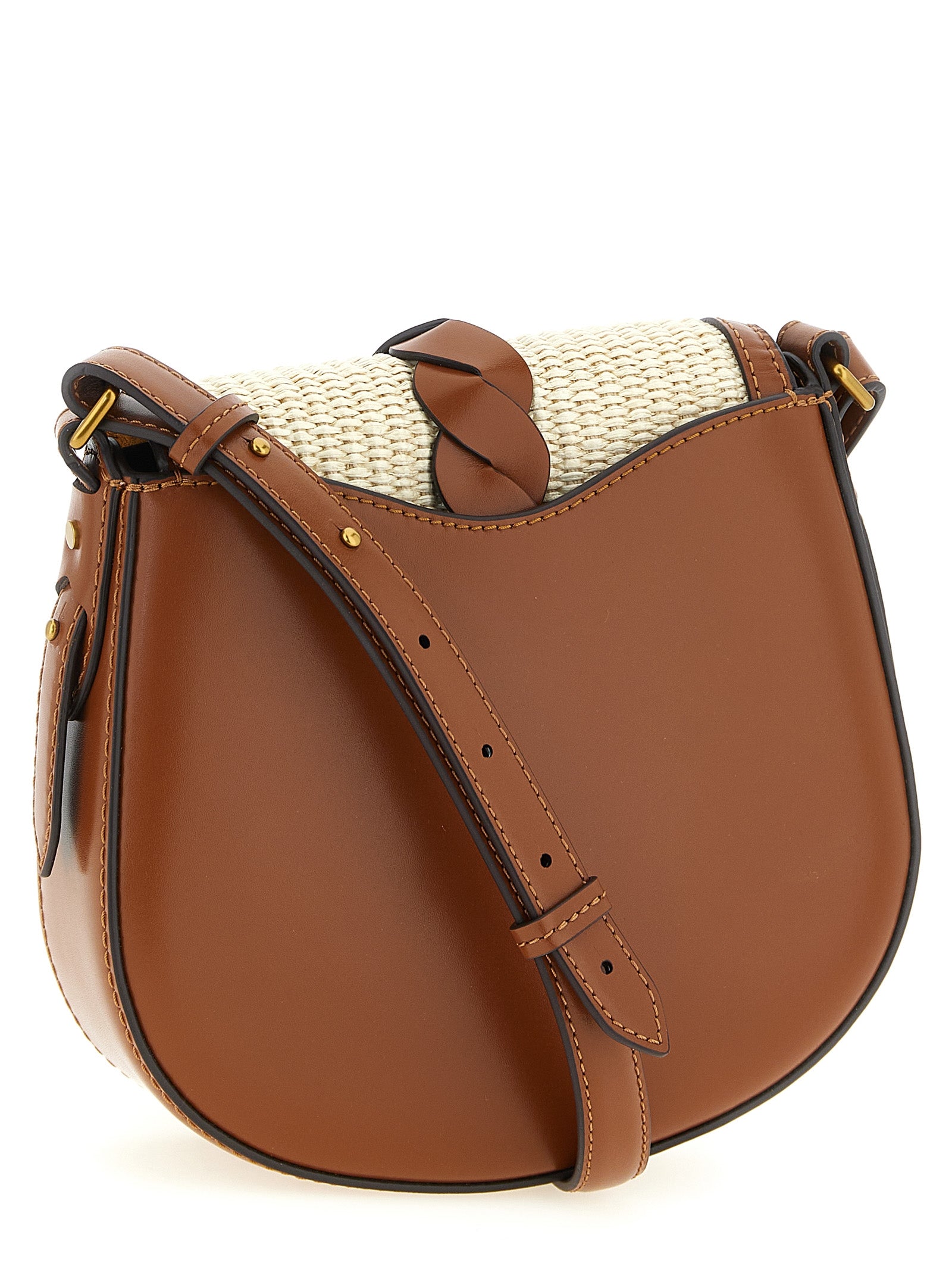 Isabel Marant Altay Small Leather Shoulder Bag - Brown and Raffia