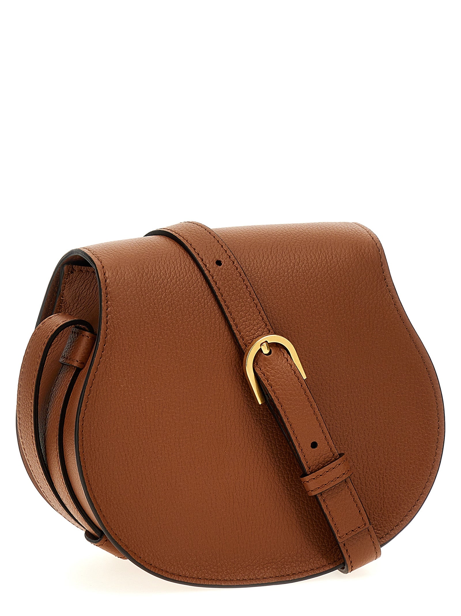 Chloé Marcie Small Saddle Bag - Tan Grained Leather