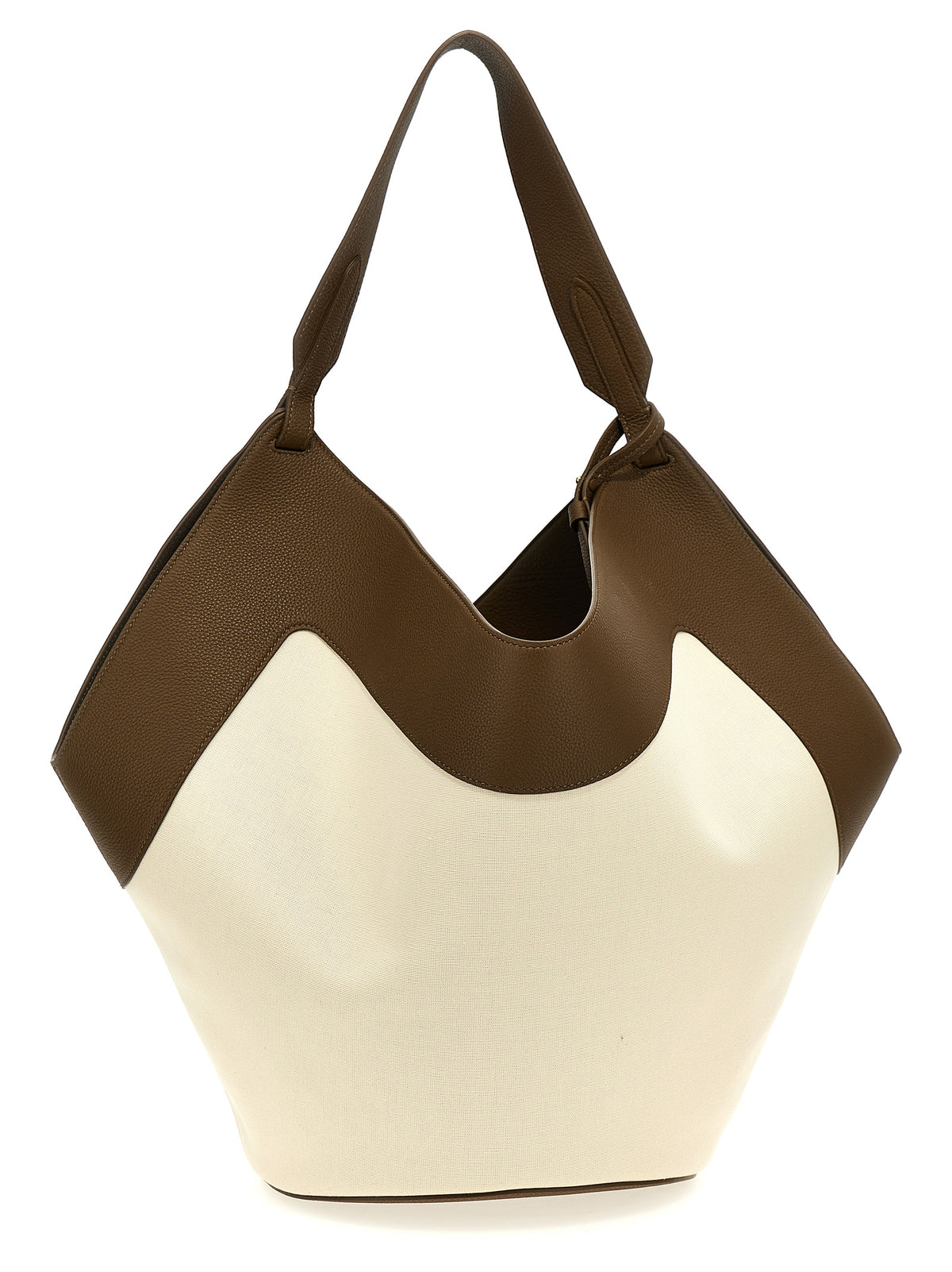 Khaite Medium Lotus Tote - Cream and Dark Olive
