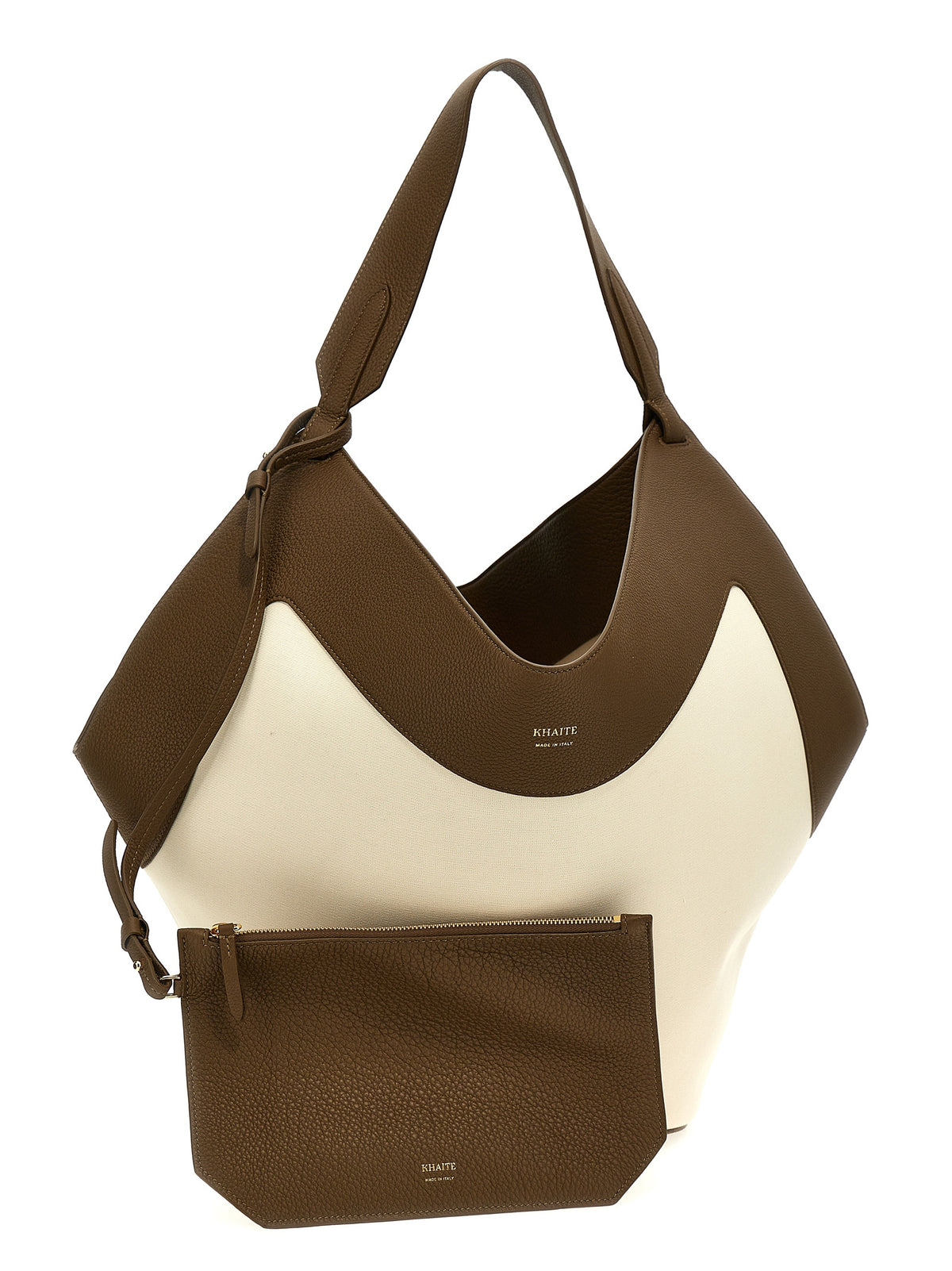 Khaite Medium Lotus Tote - Cream and Dark Olive