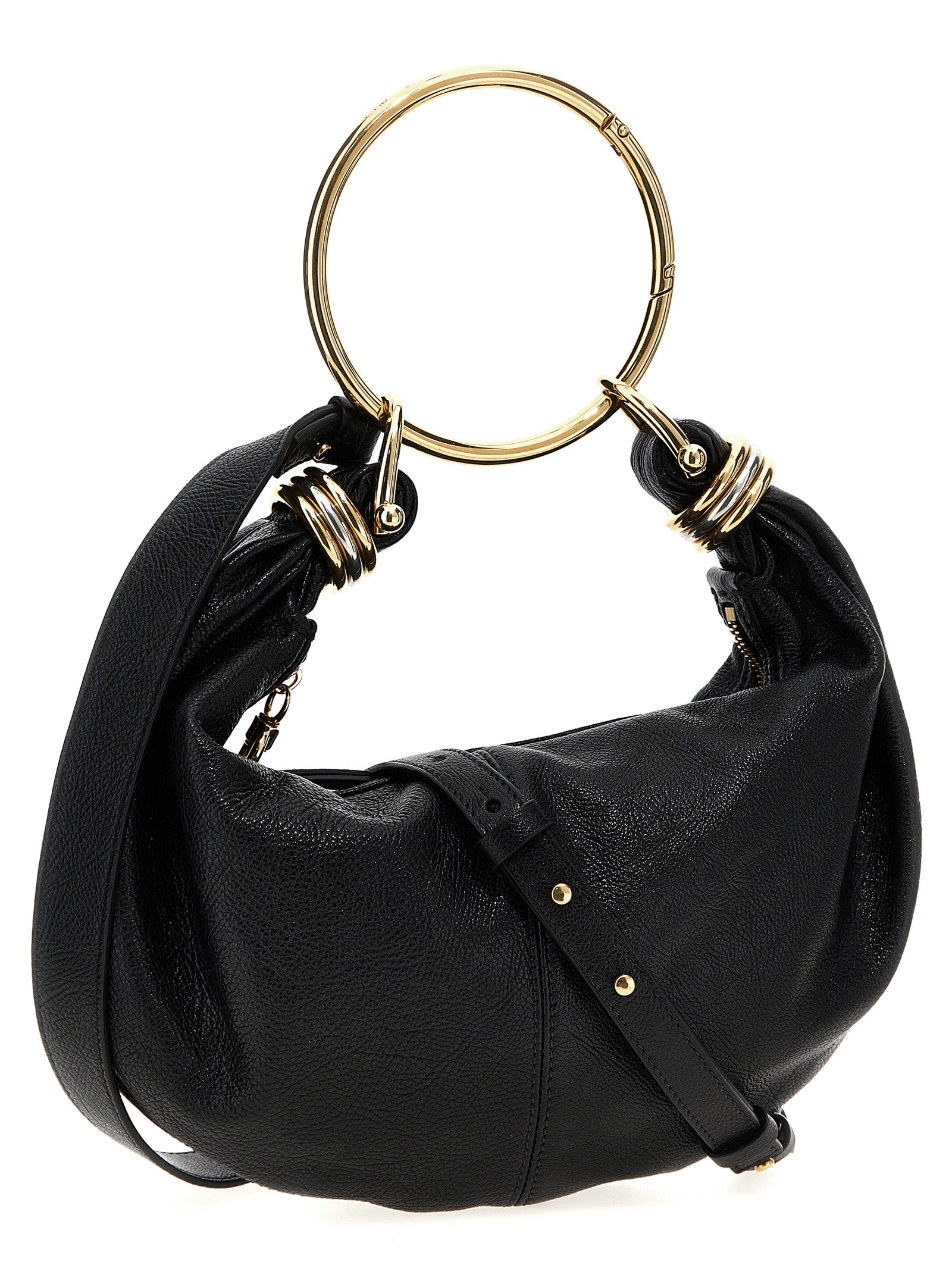 Chloé Bracelet Small Hobo Bag - Black Grained Leather