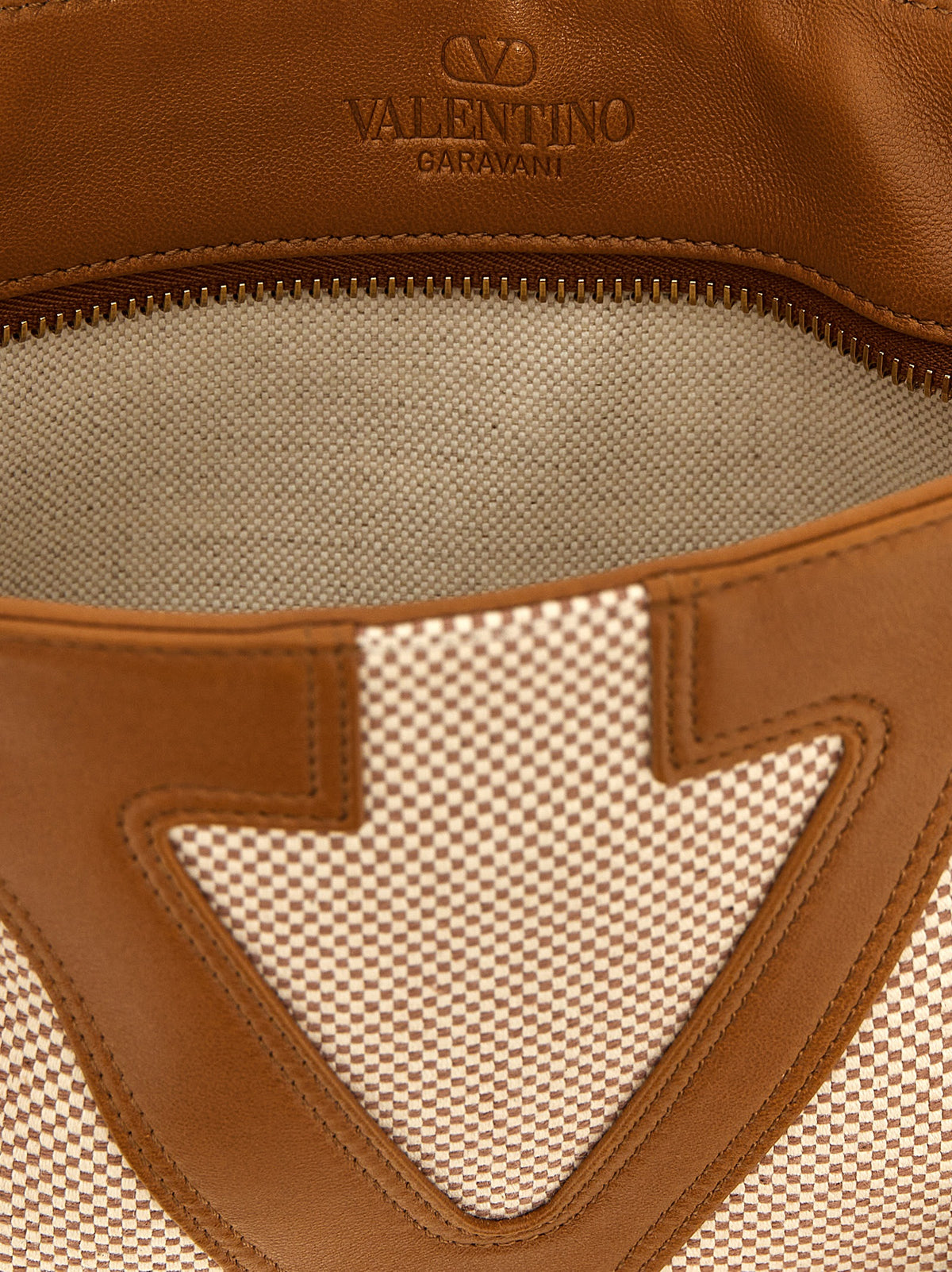 Valentino Garavani Viva Superstar Small Canvas Shopping Bag - Natural/Spice