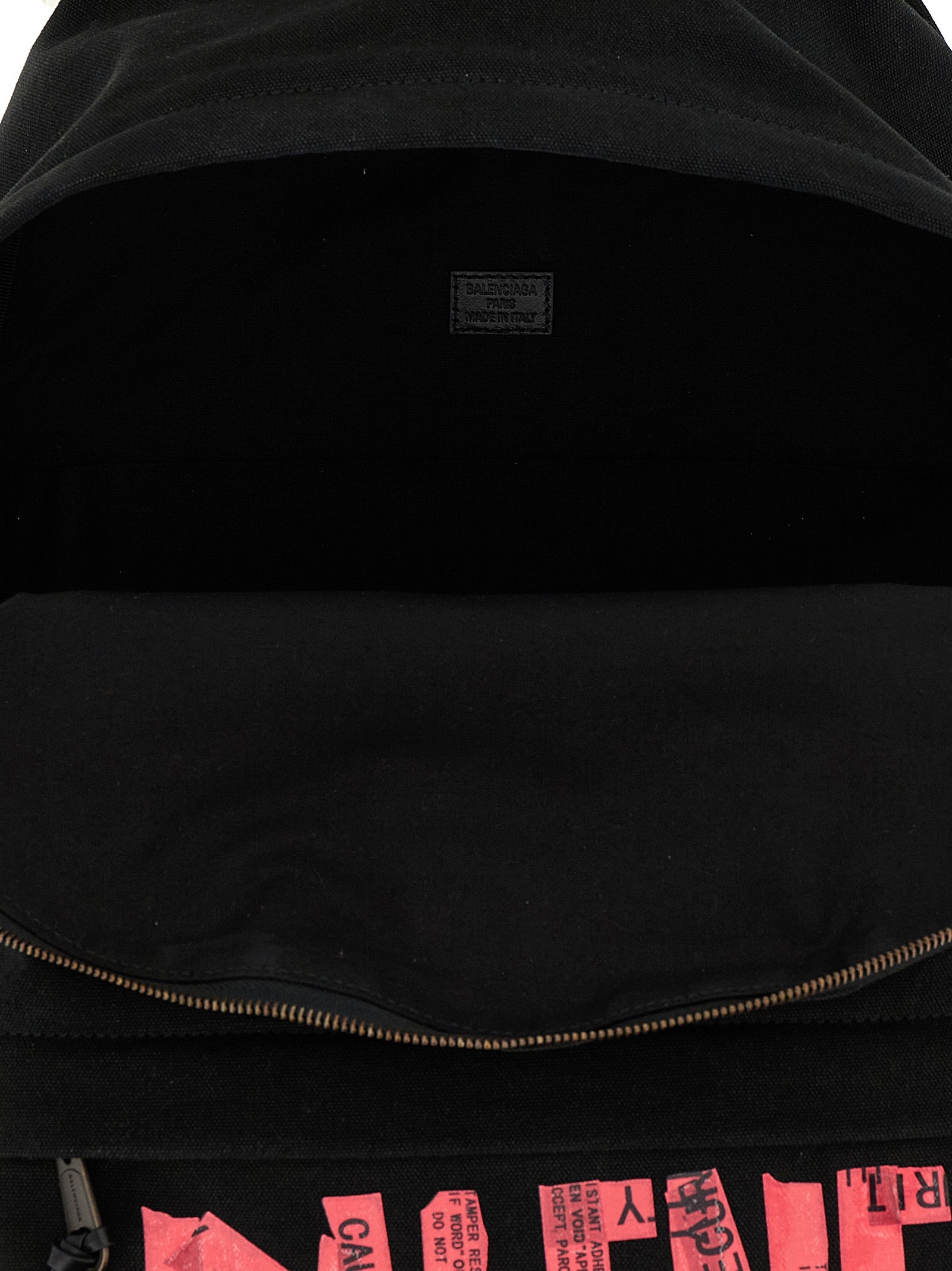 Balenciaga Men's Tape Type Backpack - Black and Red Washed Canvas