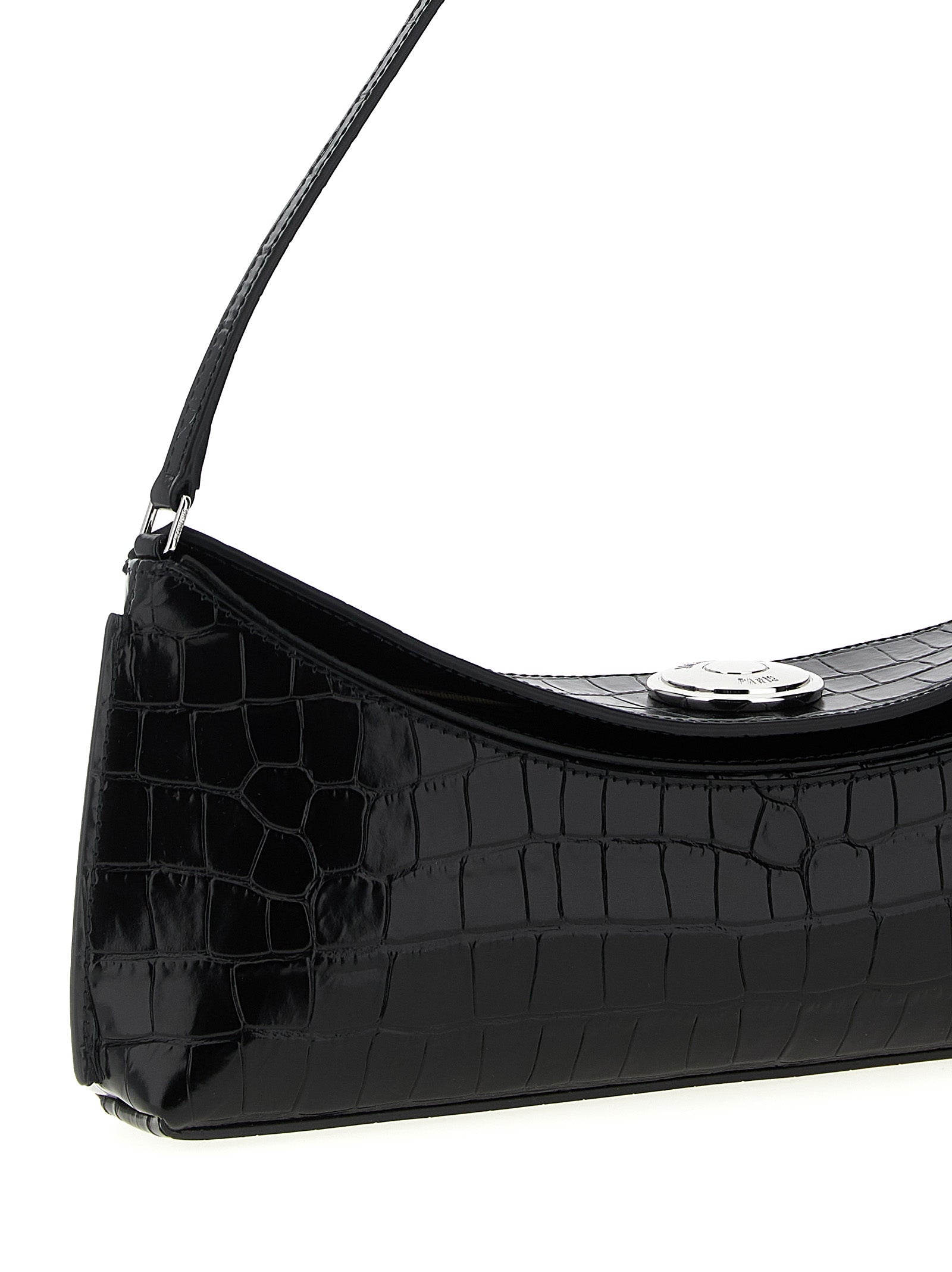 Jacquemus La Pochette Ovalo - Black Croc-Embossed Leather