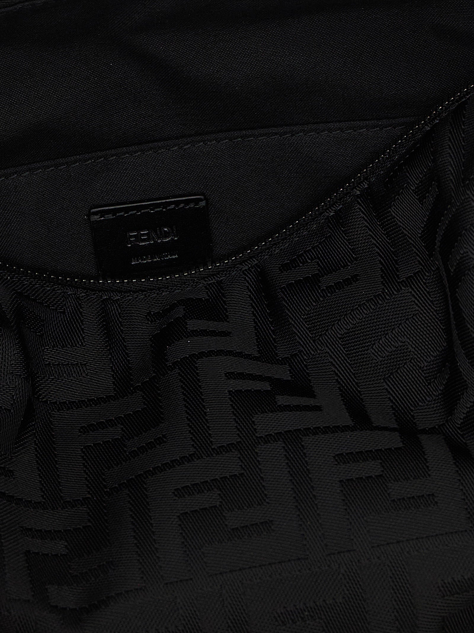 Fendi Lui Medium Squared FF Bag - Black Leather and Black FF Nylon