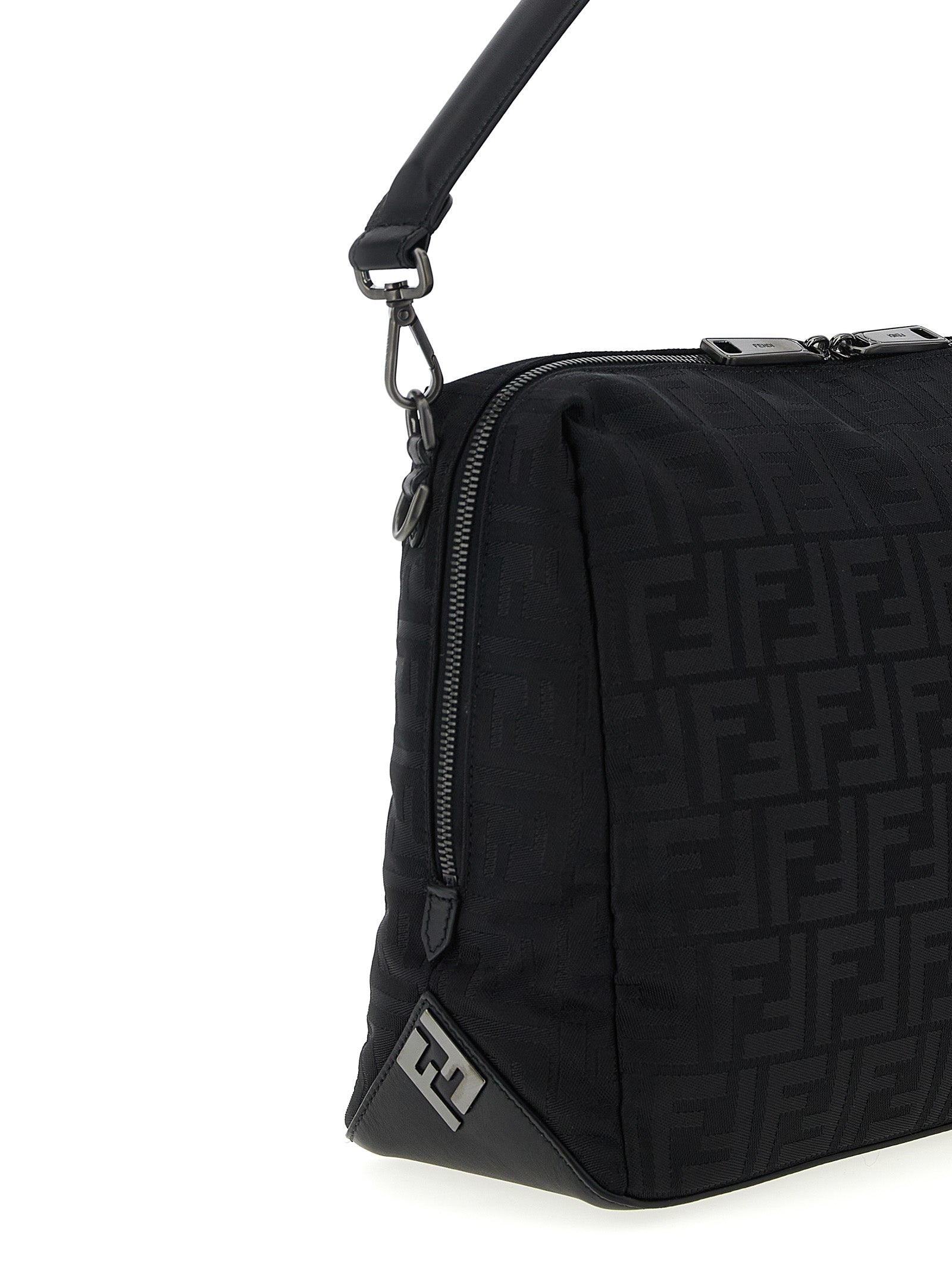 Fendi Lui Large FF Bag - Black Leather and Black FF nylon