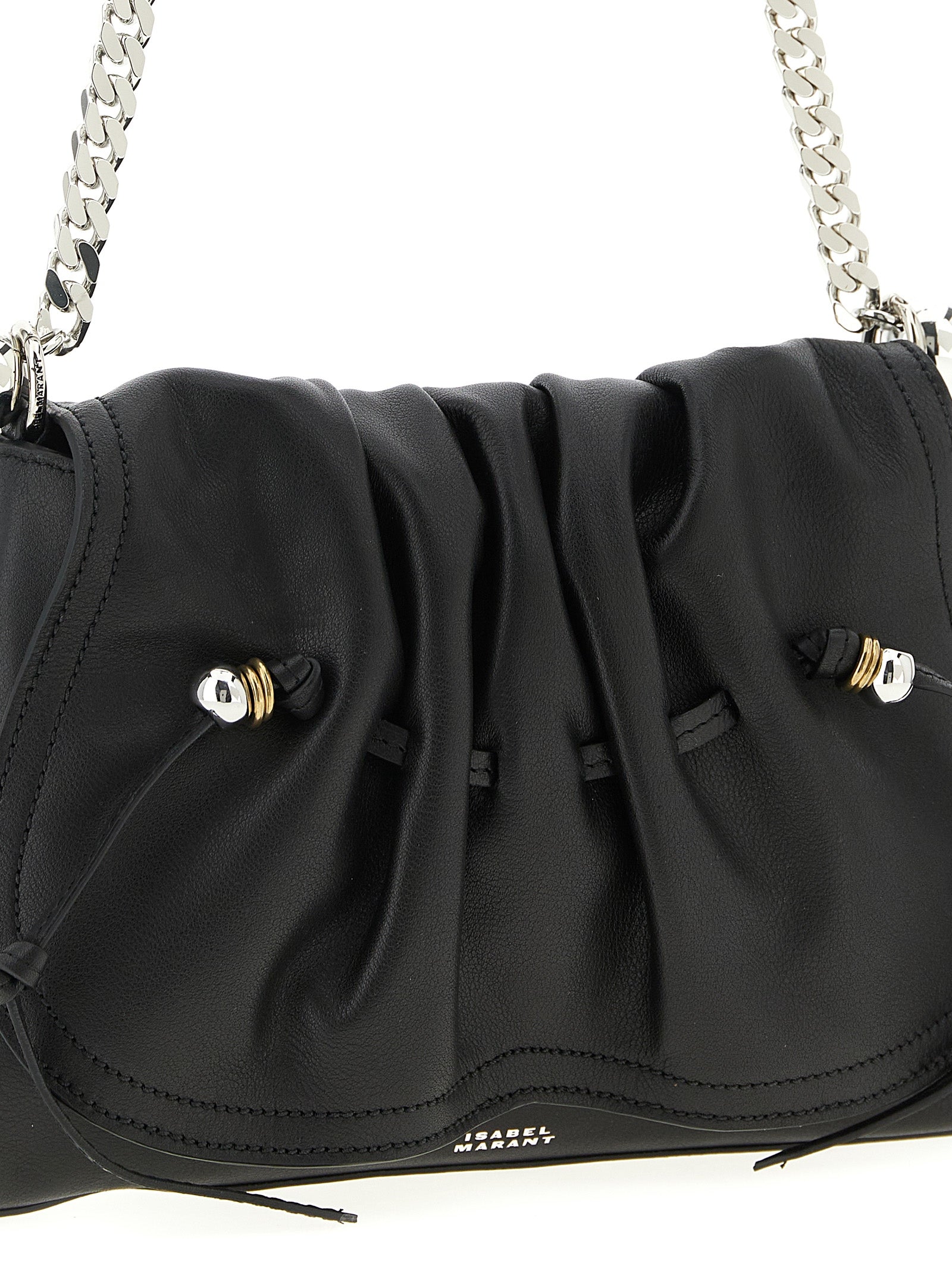 Isabel Marant Bolton Pouch Leather Shoulder Bag - Black and Silver
