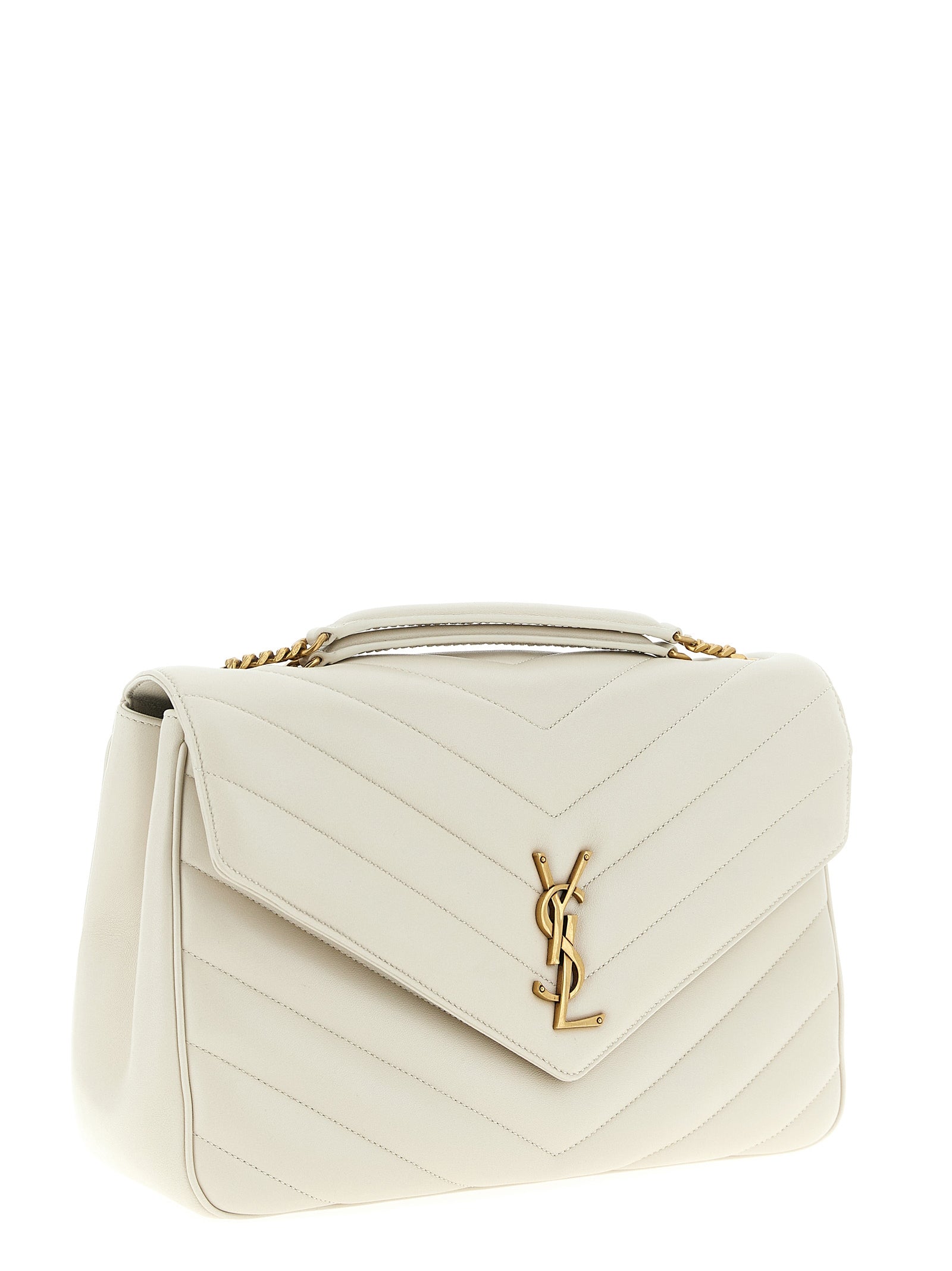 Saint Laurent Loulou Large in Matelassé Lambskin - White