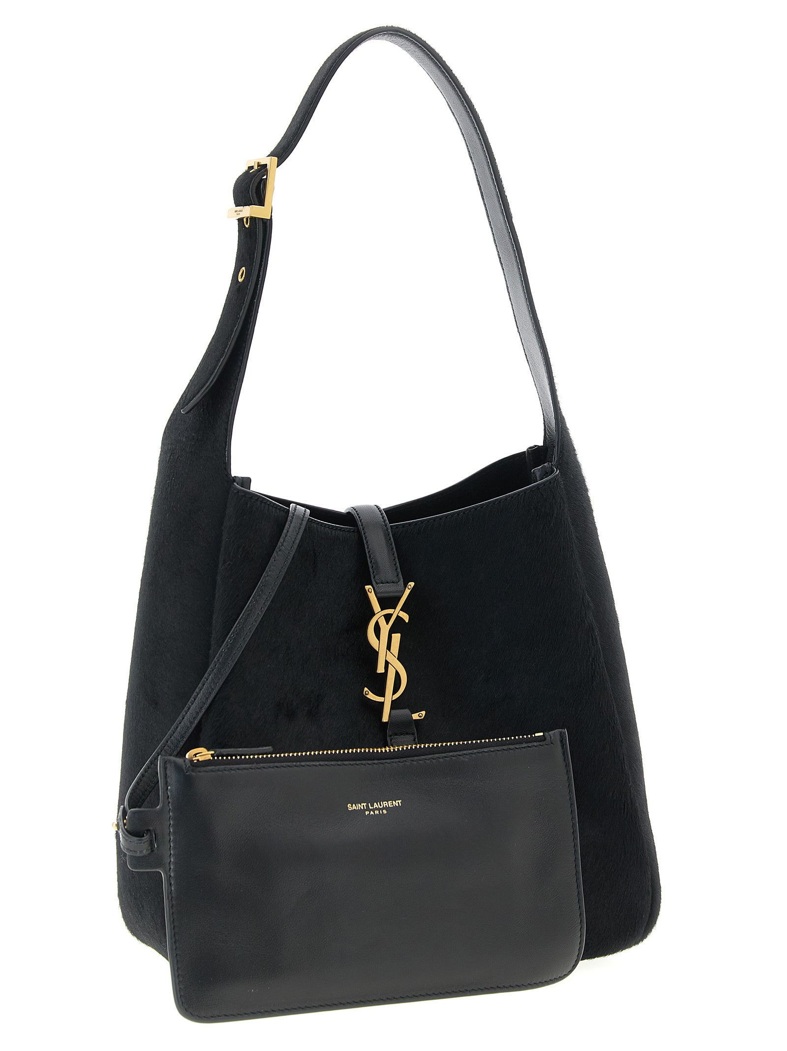 Saint Laurent Le 5 À 7 Small Hobo Bag - Black Pony Hair Leather