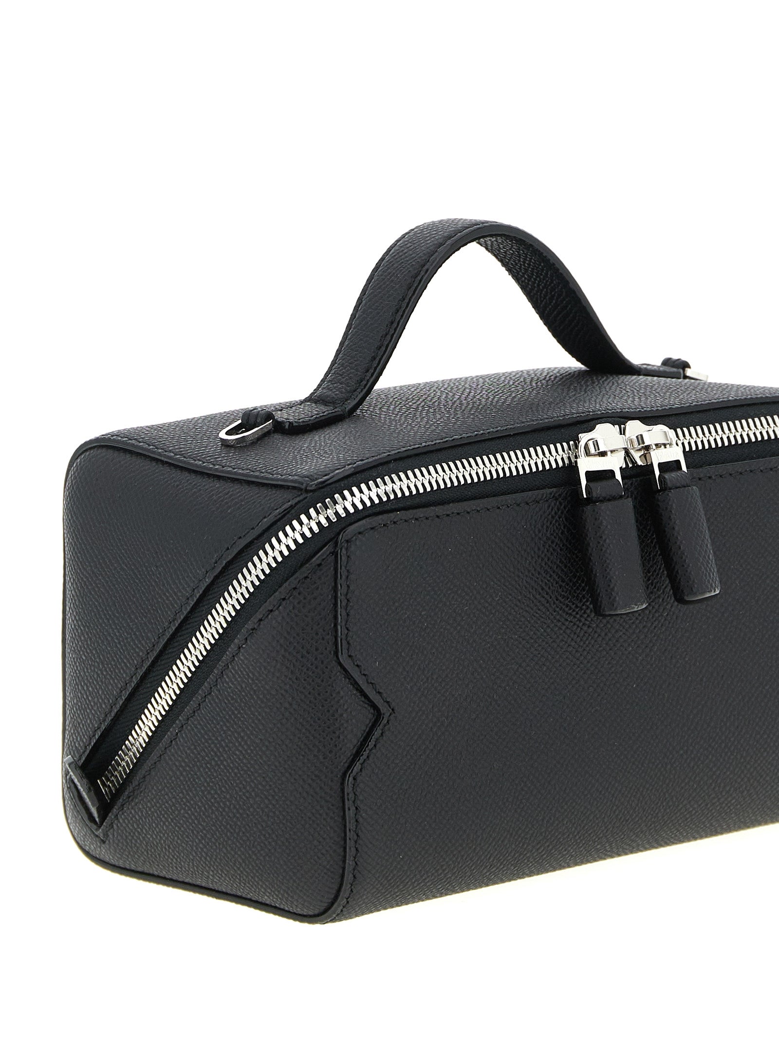Valextra V-Line Crossbody Vanity Bag - Black Millepunte Leather