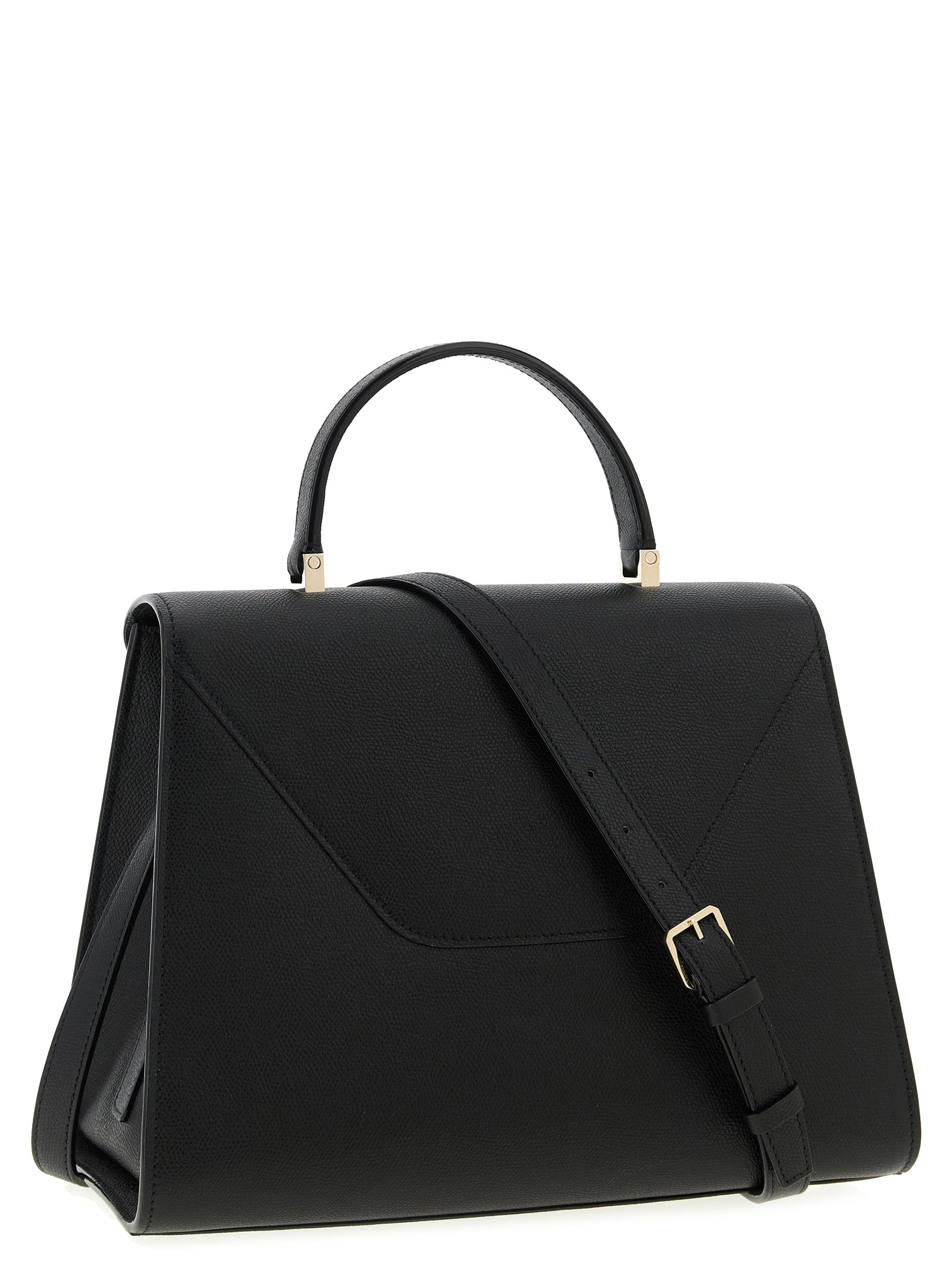 Valextra Iside Top Handle Large Bag - Black Millepunte Leather (Rare Discontinued Size)