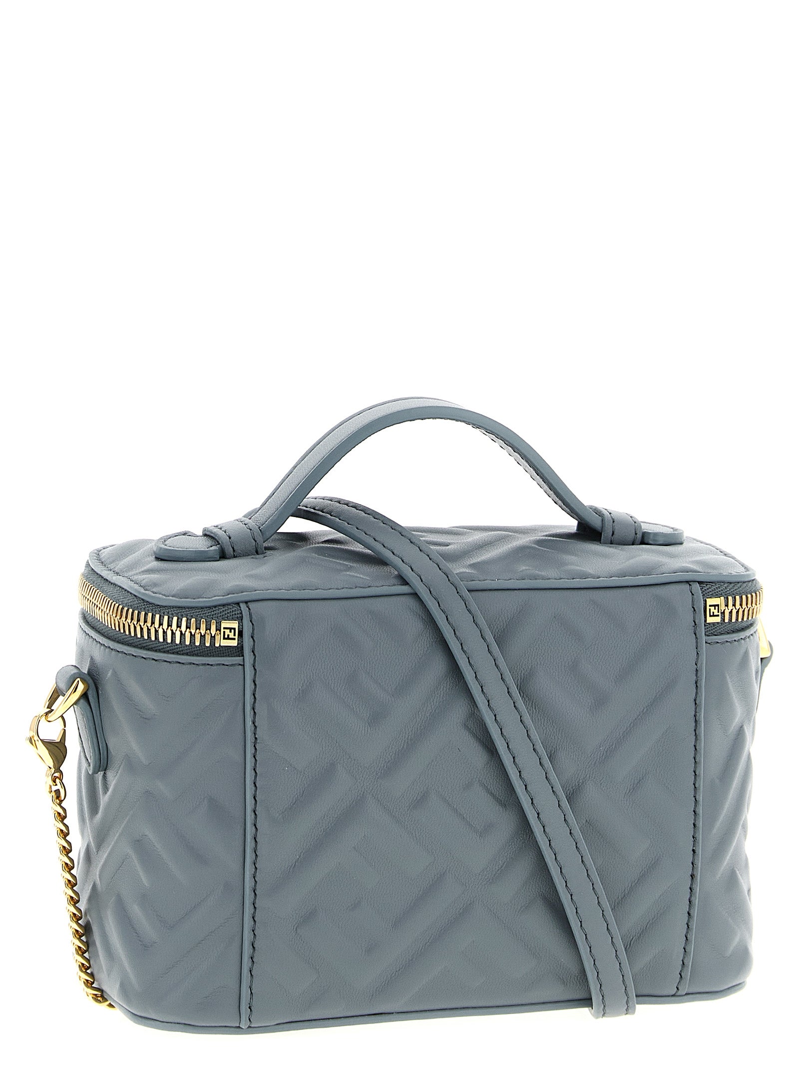 Fendi Vanity Mini Bag with FF Motif - Mercury Blue Nappa Leather
