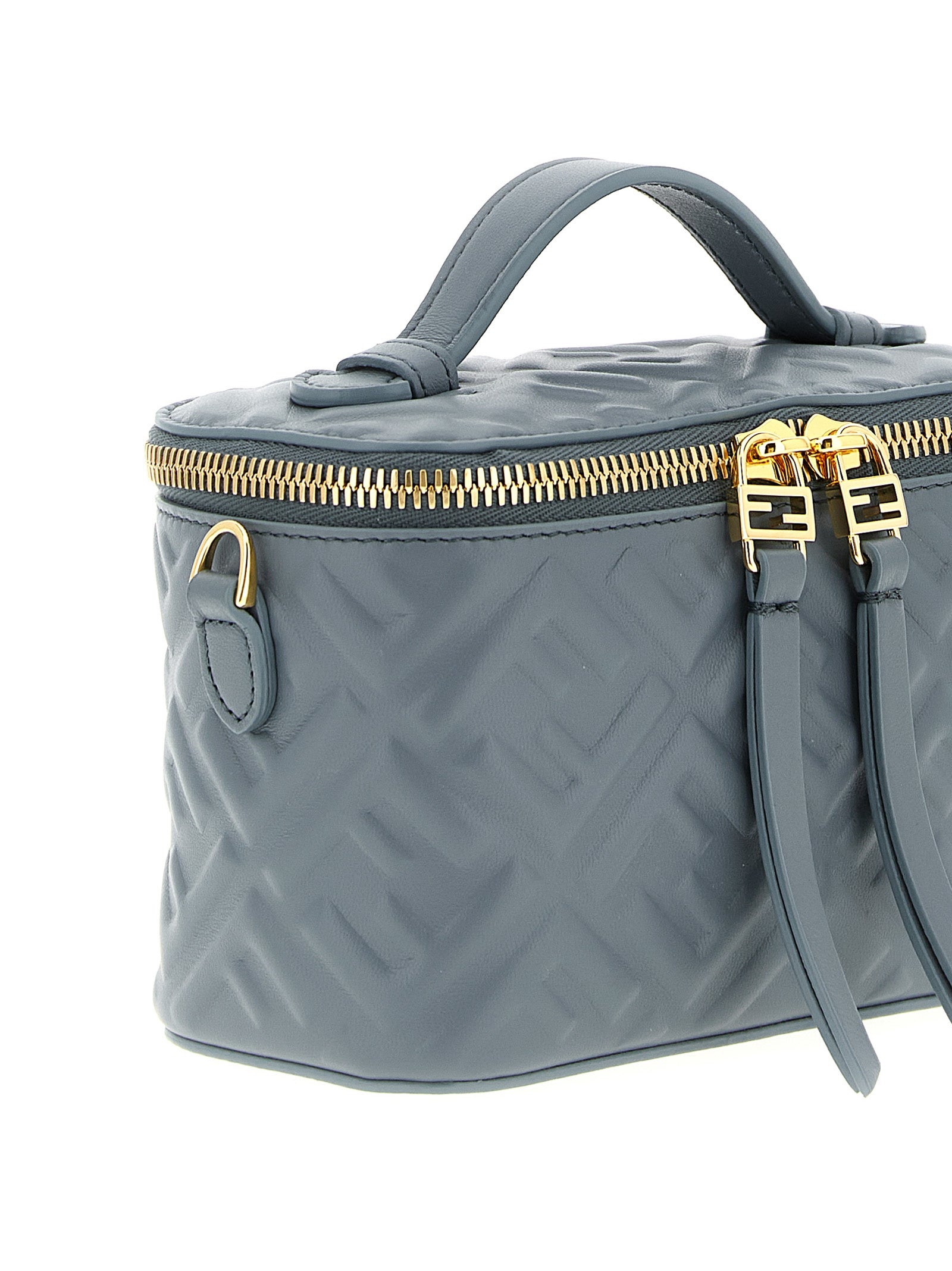 Fendi Vanity Mini Bag with FF Motif - Mercury Blue Nappa Leather