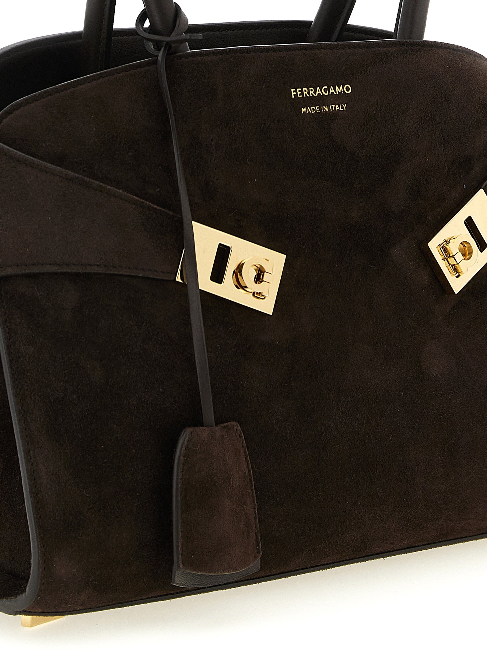 Ferragamo Hug Suede Handbag - Testa di Moro
