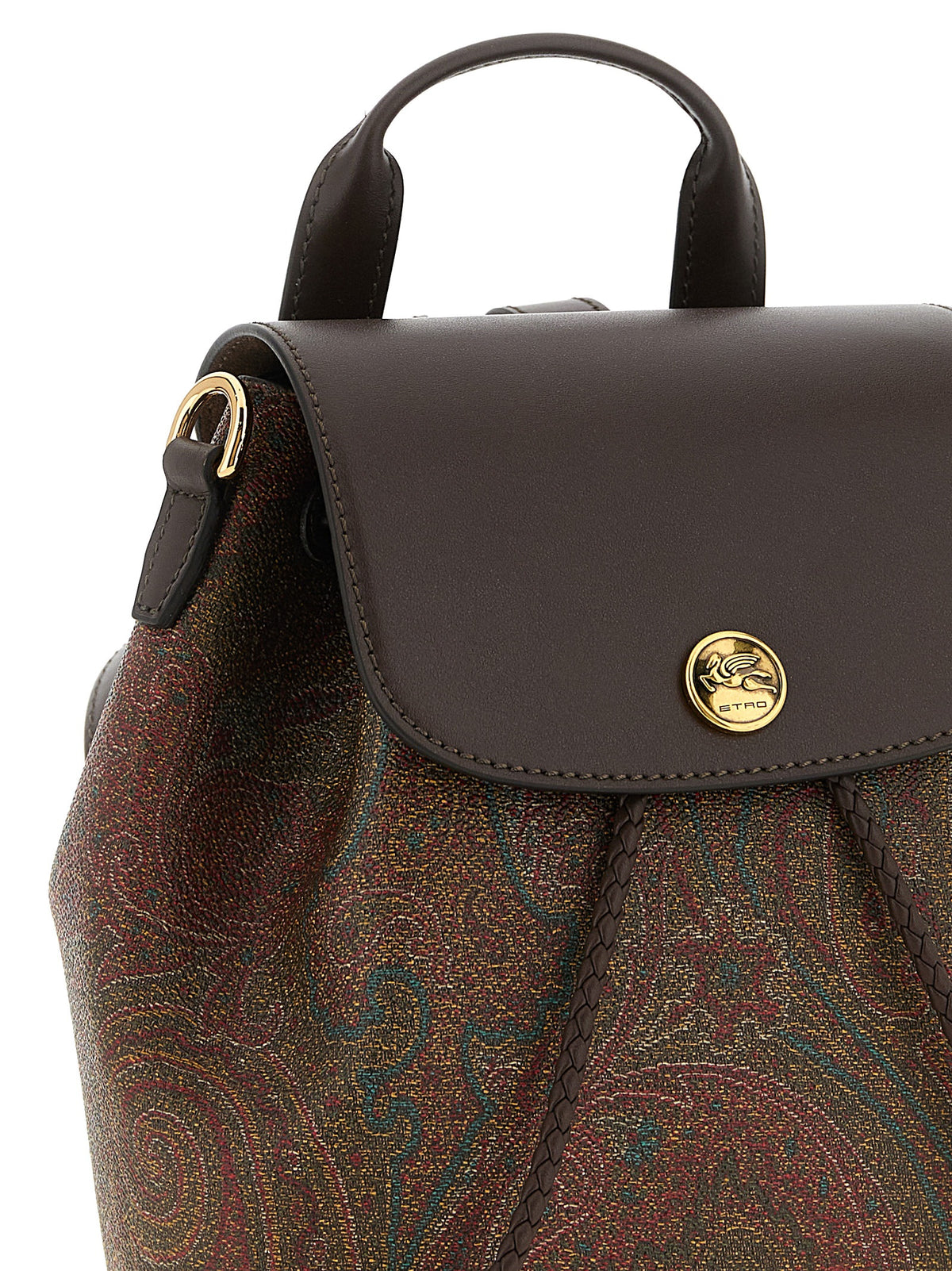 Etro Essential Arnica Small Backpack - Brown Paisley Jacquard Fabric