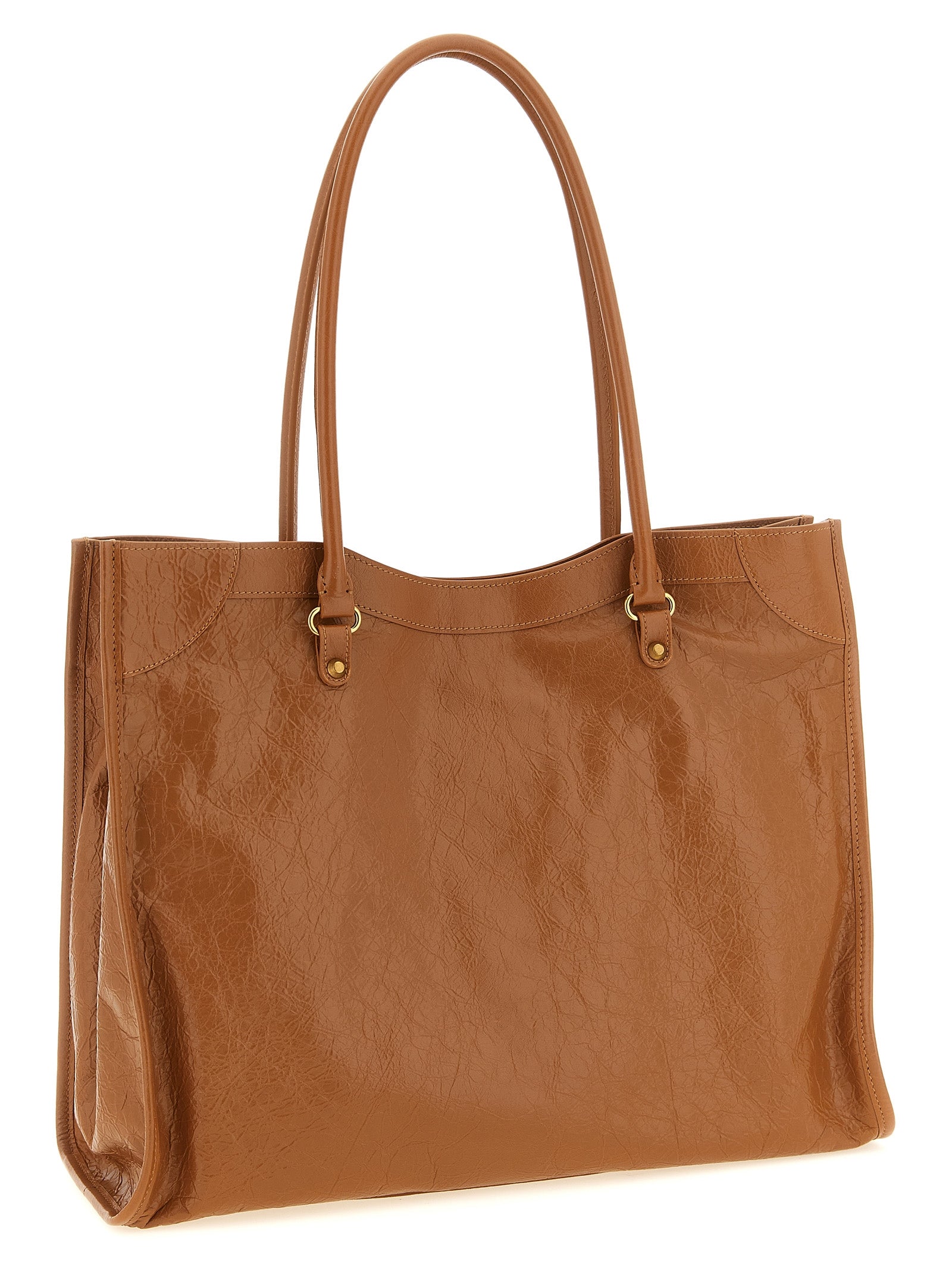 Balenciaga Le City Tote Bag Medium - Camel Arena Lambskin with Aged Gold Hardware