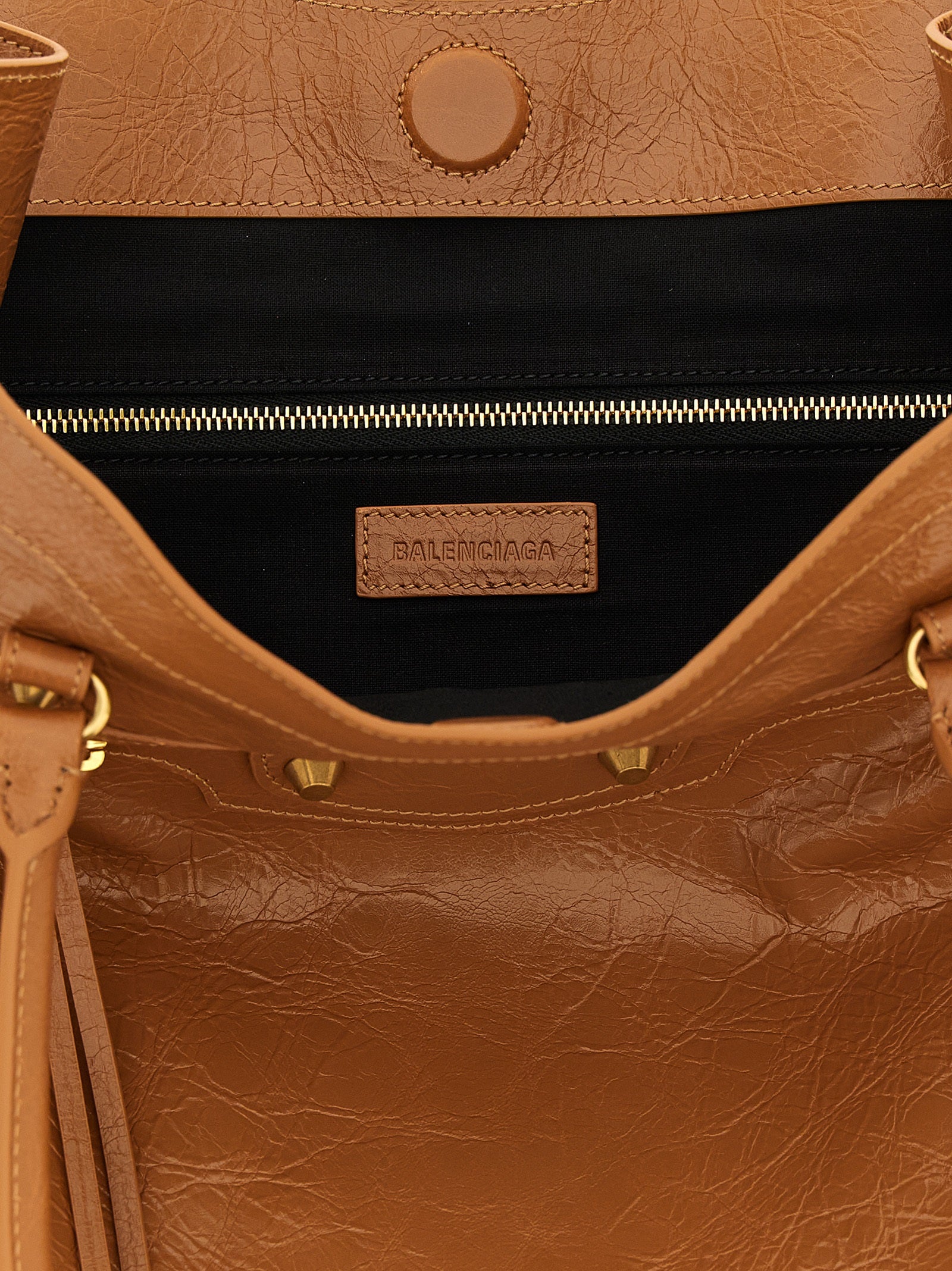 Balenciaga Le City Tote Bag Medium - Camel Arena Lambskin with Aged Gold Hardware