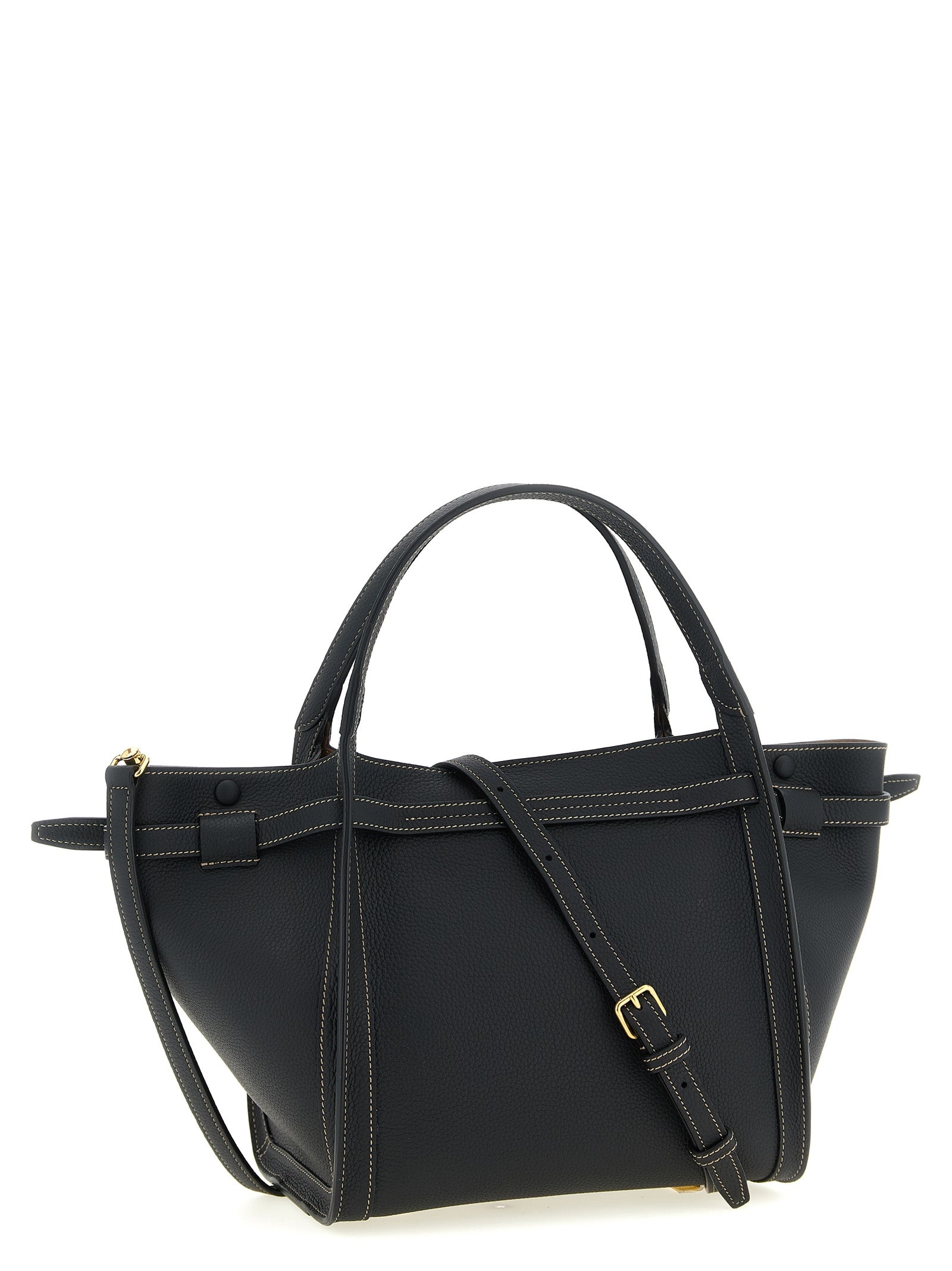 Tod's T Signature Small Shopping Bag - Black Leather