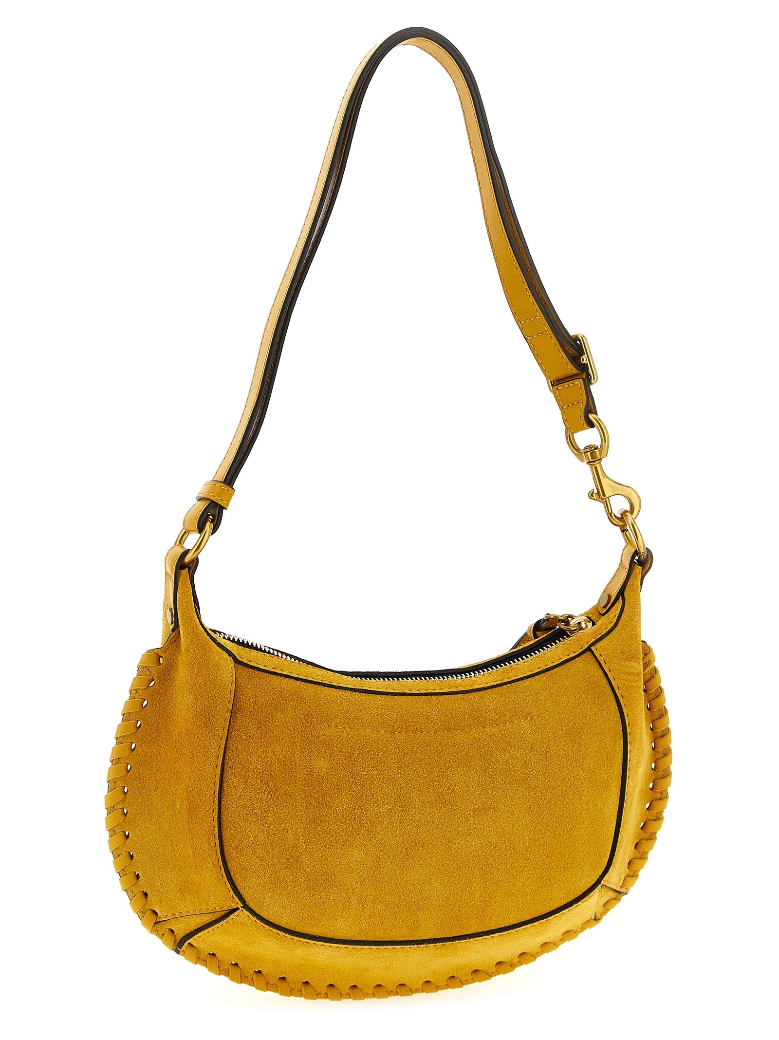 Isabel Marant Oskan Moon Braided Suede Calfskin Shoulder Bag - Saffron