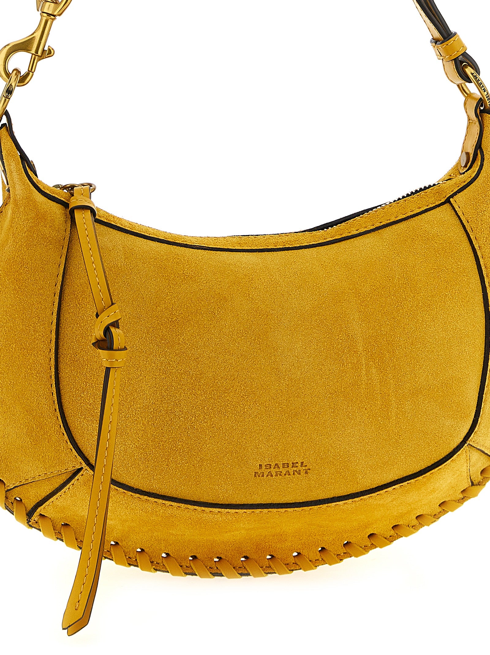 Isabel Marant Oskan Moon Braided Suede Calfskin Shoulder Bag - Saffron