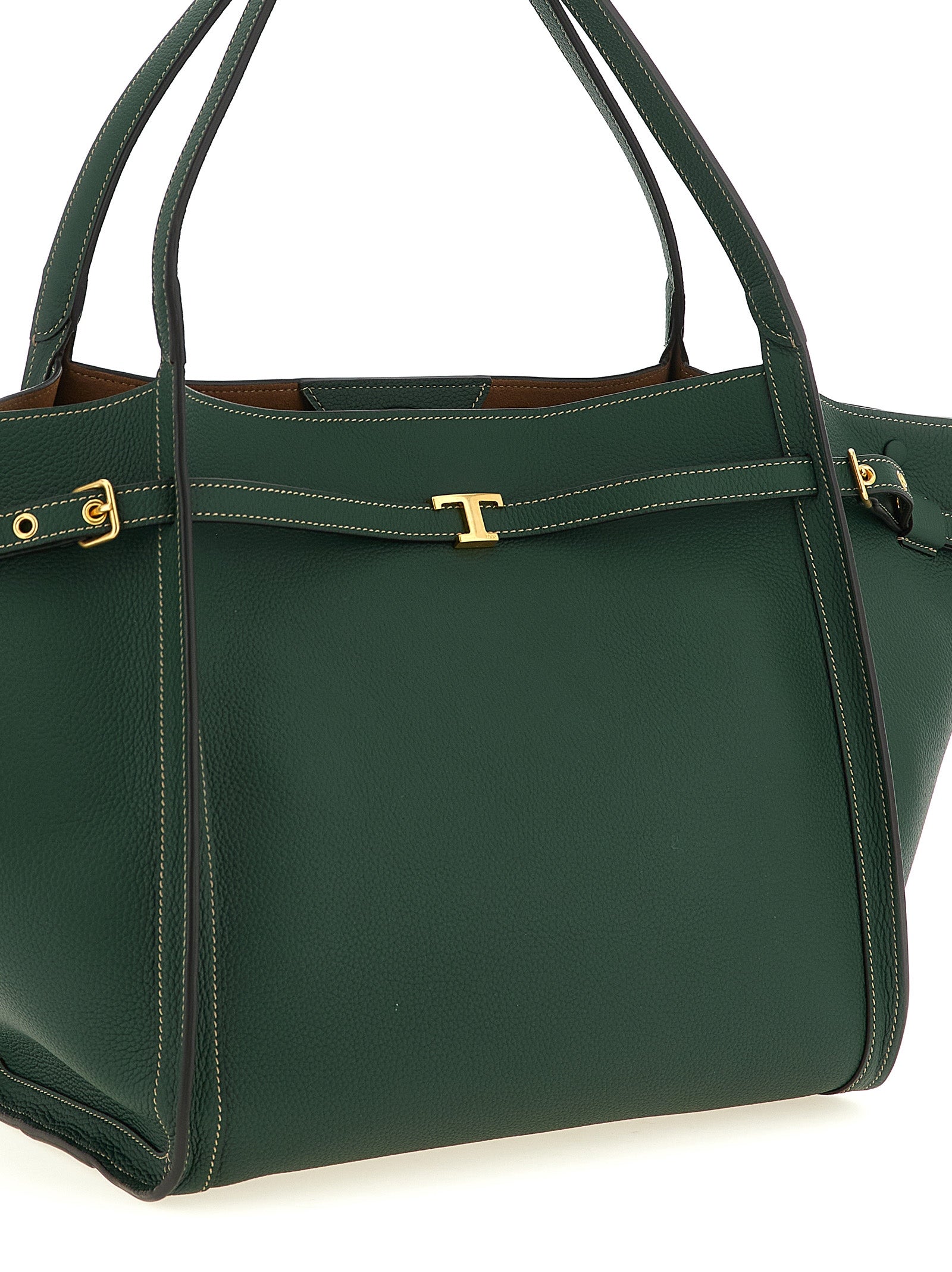 Tod's T Signature Medium Shopping Bag - Green Leather