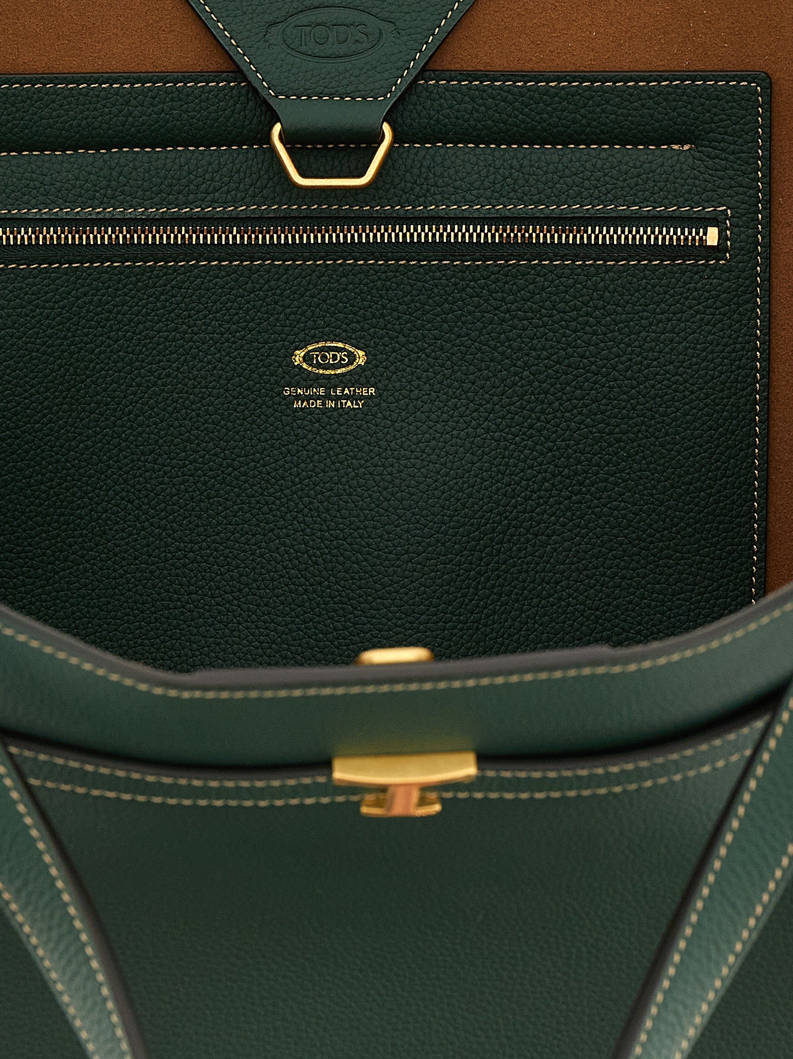 Tod's T Signature Medium Shopping Bag - Green Leather
