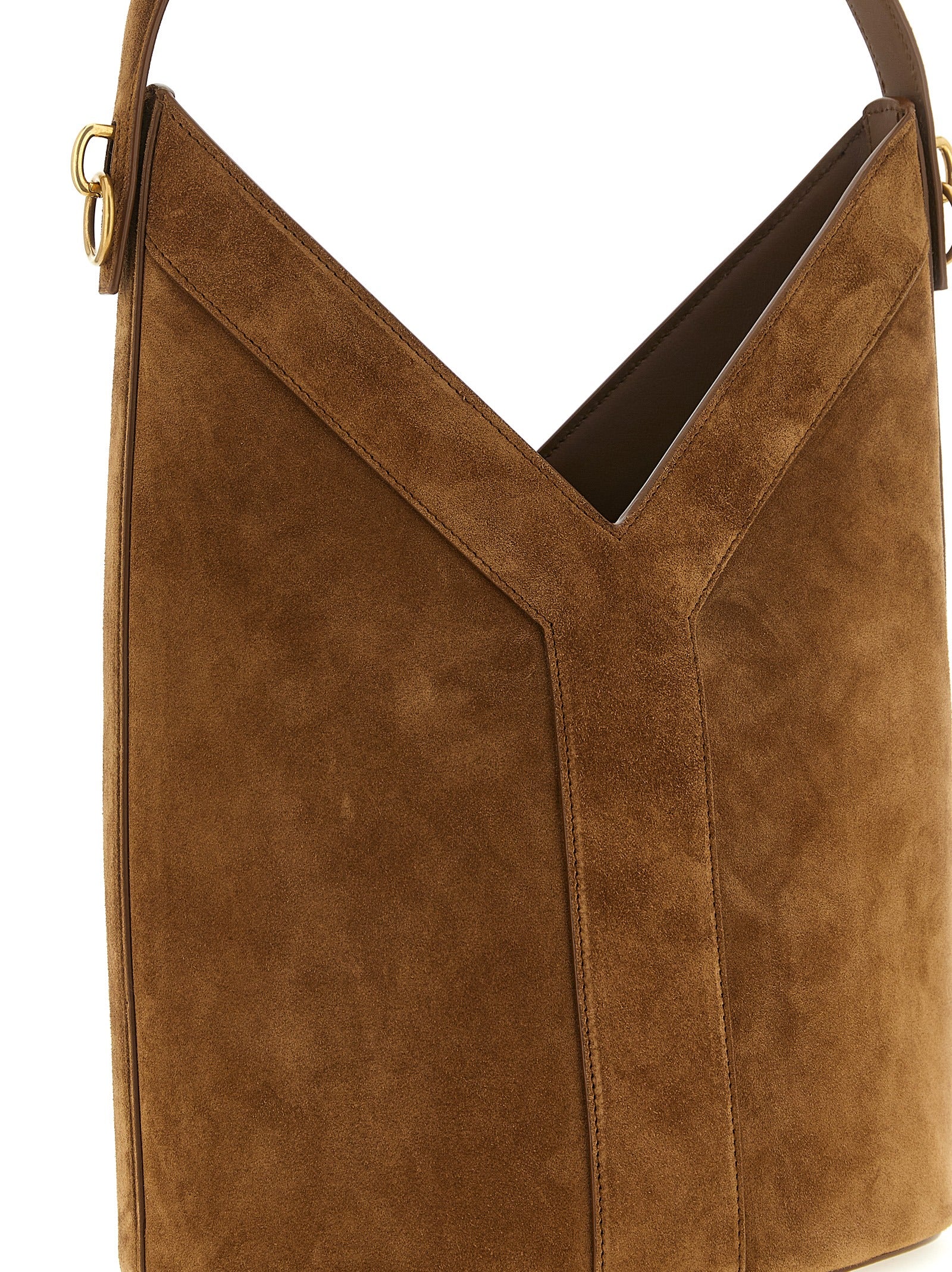 Saint Laurent Y Bucket Bag in Suede - Caramel Cognac