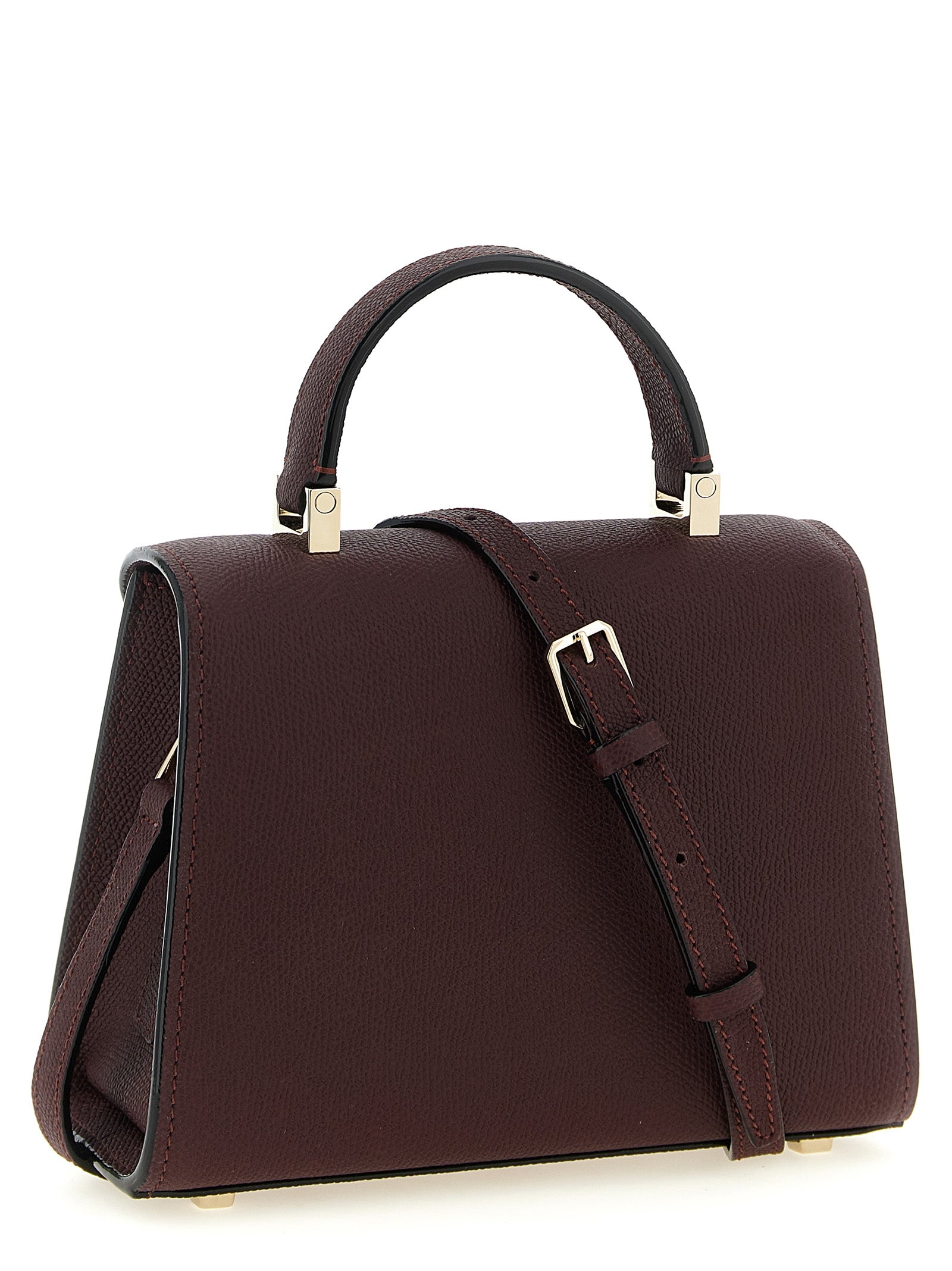 Valextra Iside Top Handle Micro Bag - Bordeaux Millepunte Leather