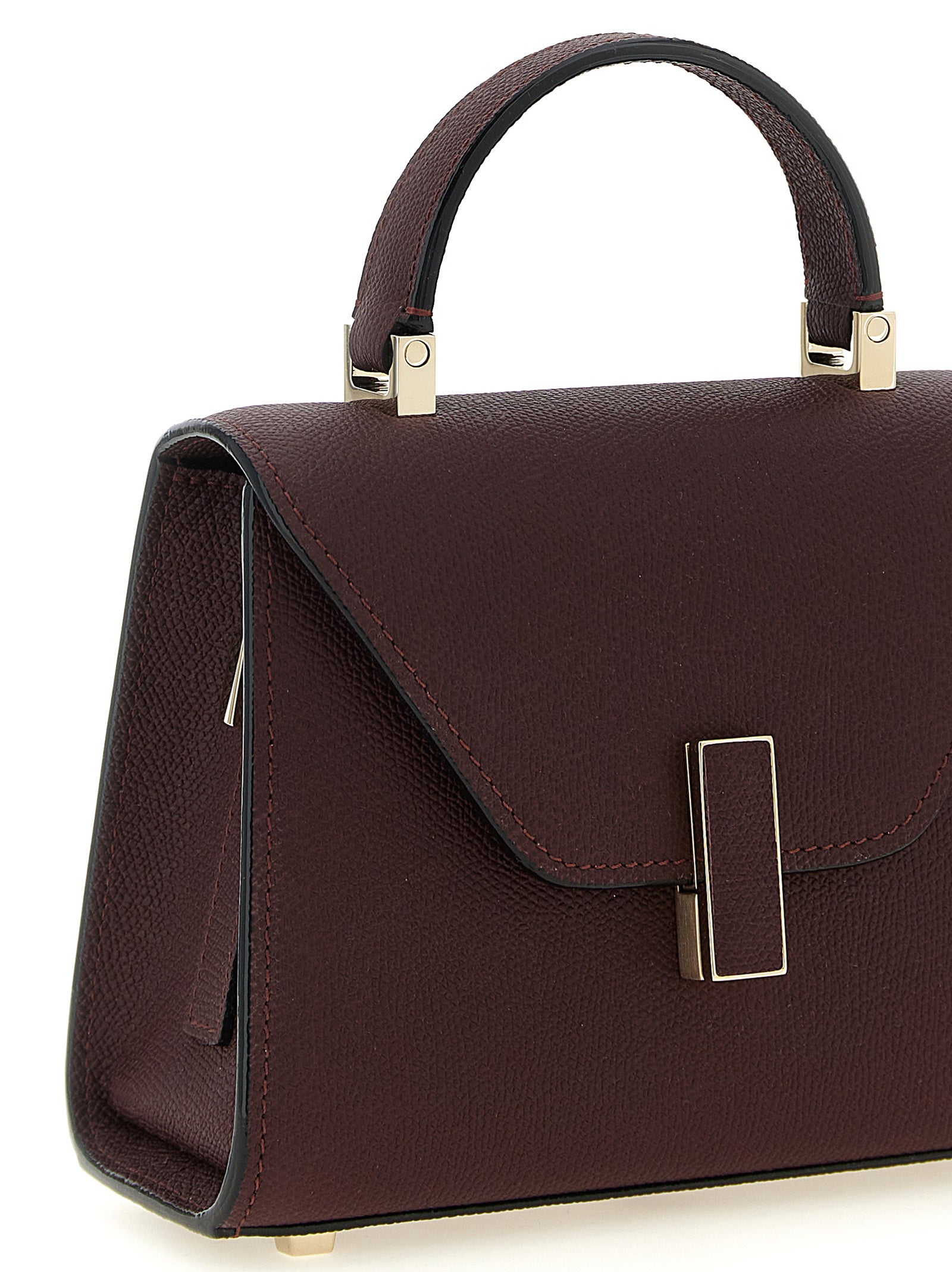 Valextra Iside Top Handle Micro Bag - Bordeaux Millepunte Leather