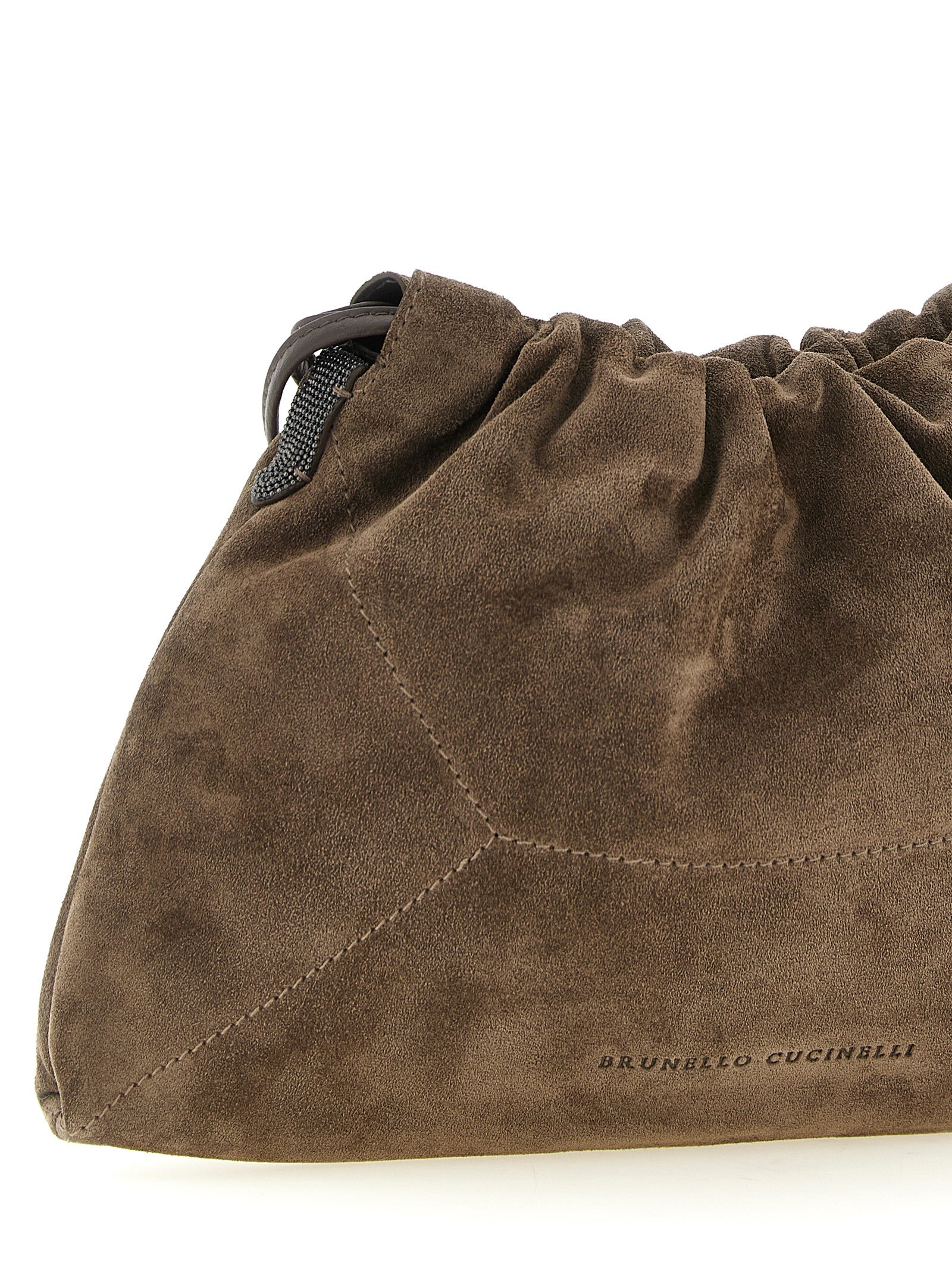 Brunello Cucinelli BC Duo Pouch Bag - Brown Suede with Monili
