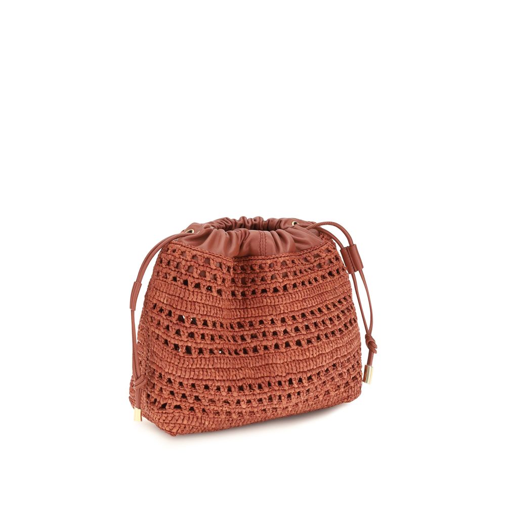 Chloé Summer Banana Mini Drawstring Shoulder Bag - Ginger Red Raffia