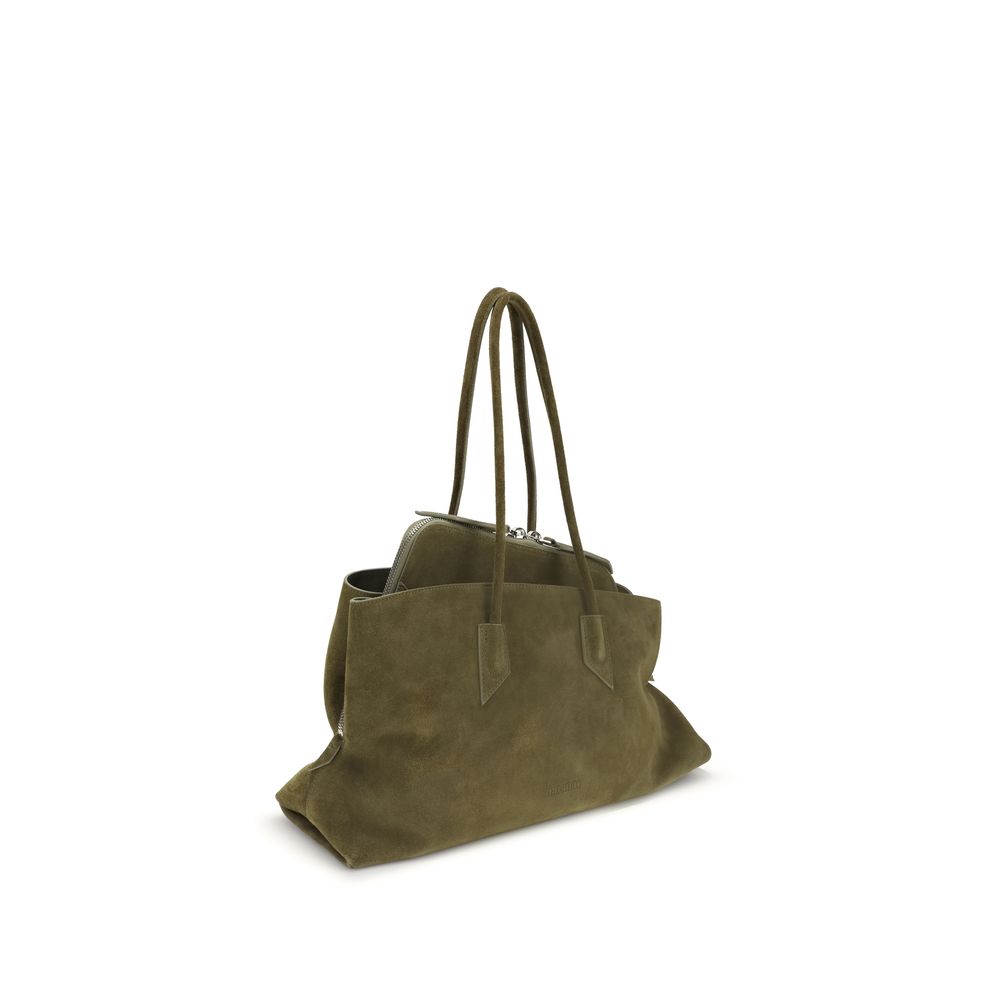 The Attico La Passeggiata Medium Top Handle - Khaki Suede