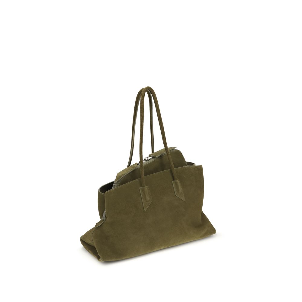The Attico La Passeggiata Medium Top Handle - Khaki Suede