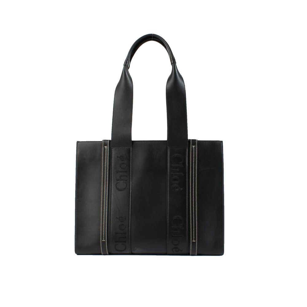 Chloé Woody Large Tote Bag in Leather - Black