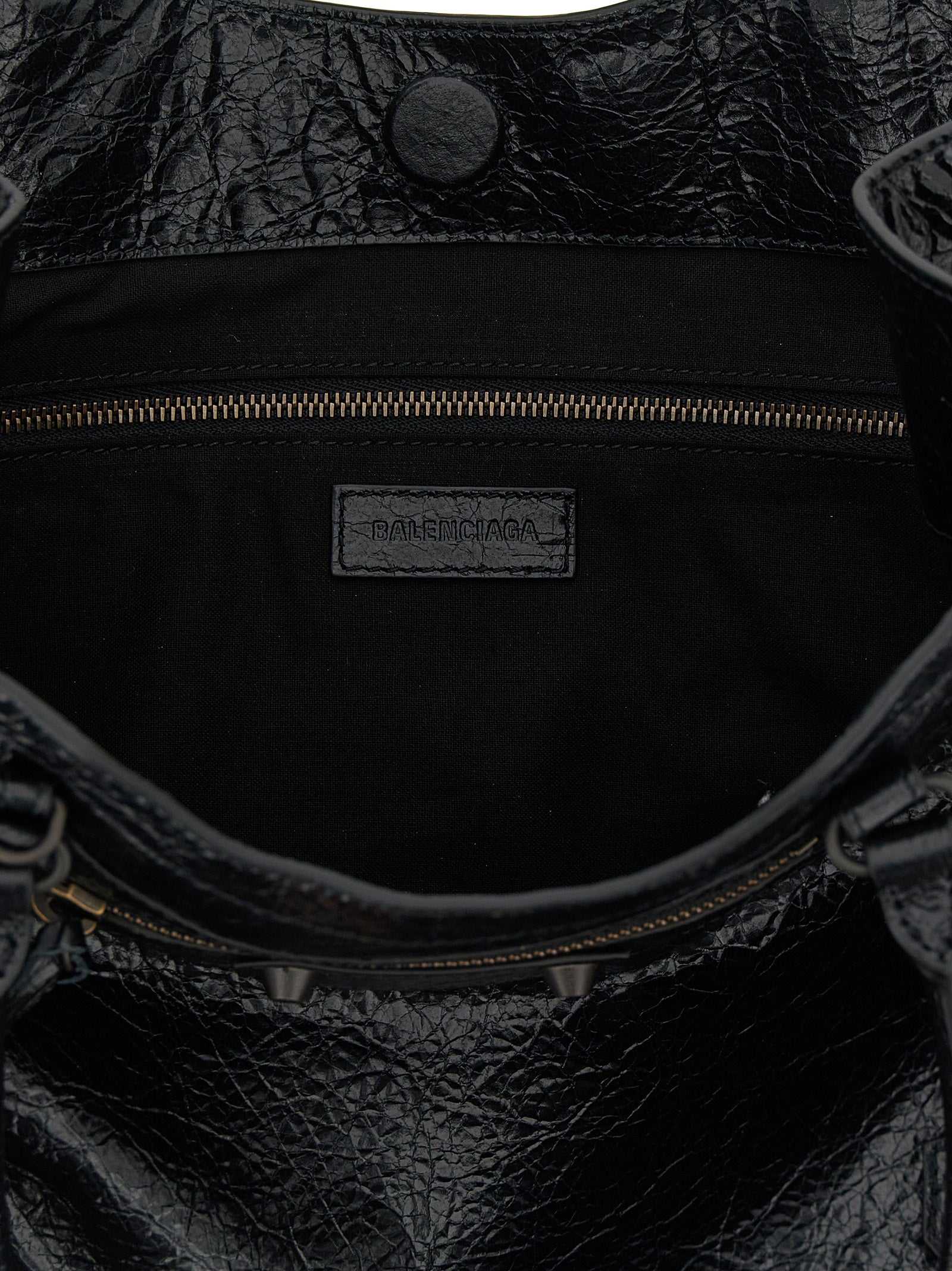Balenciaga Le City Tote Bag Small - Black Arena Lambskin with Brass Hardware