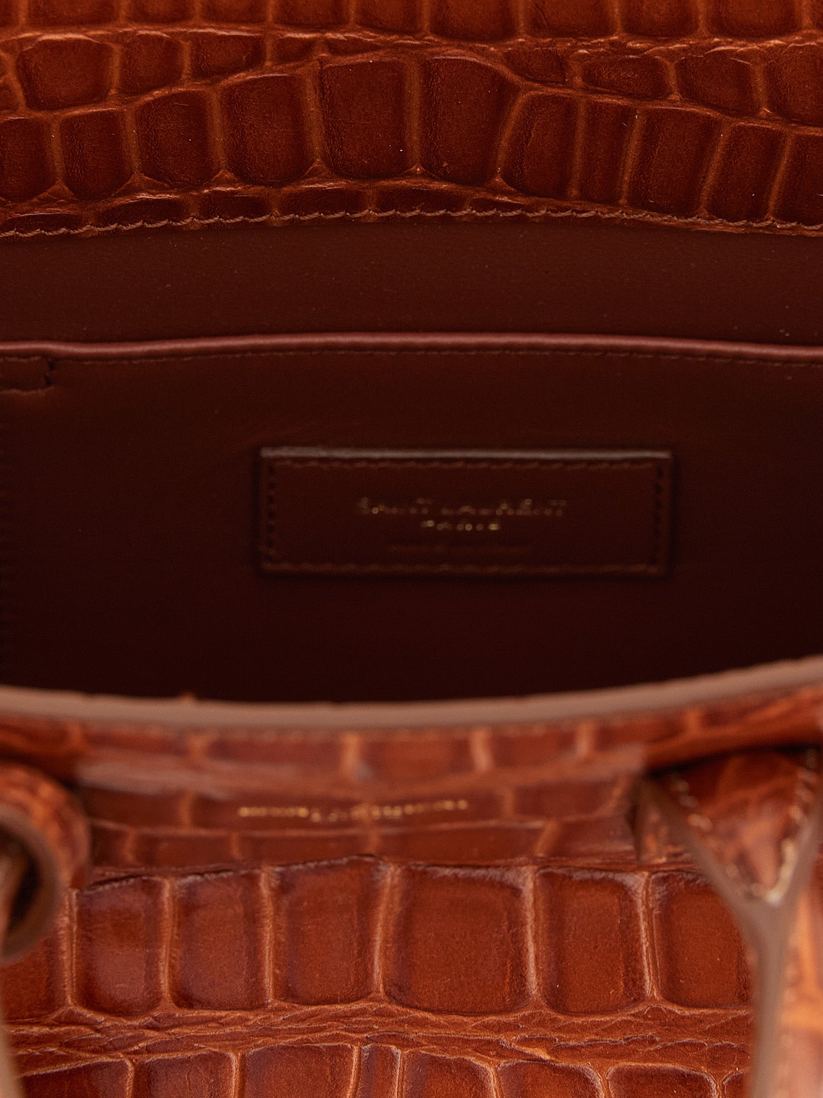Saint Laurent Sac de Jour Nano in Crocodile-Embossed Leather - Cognac