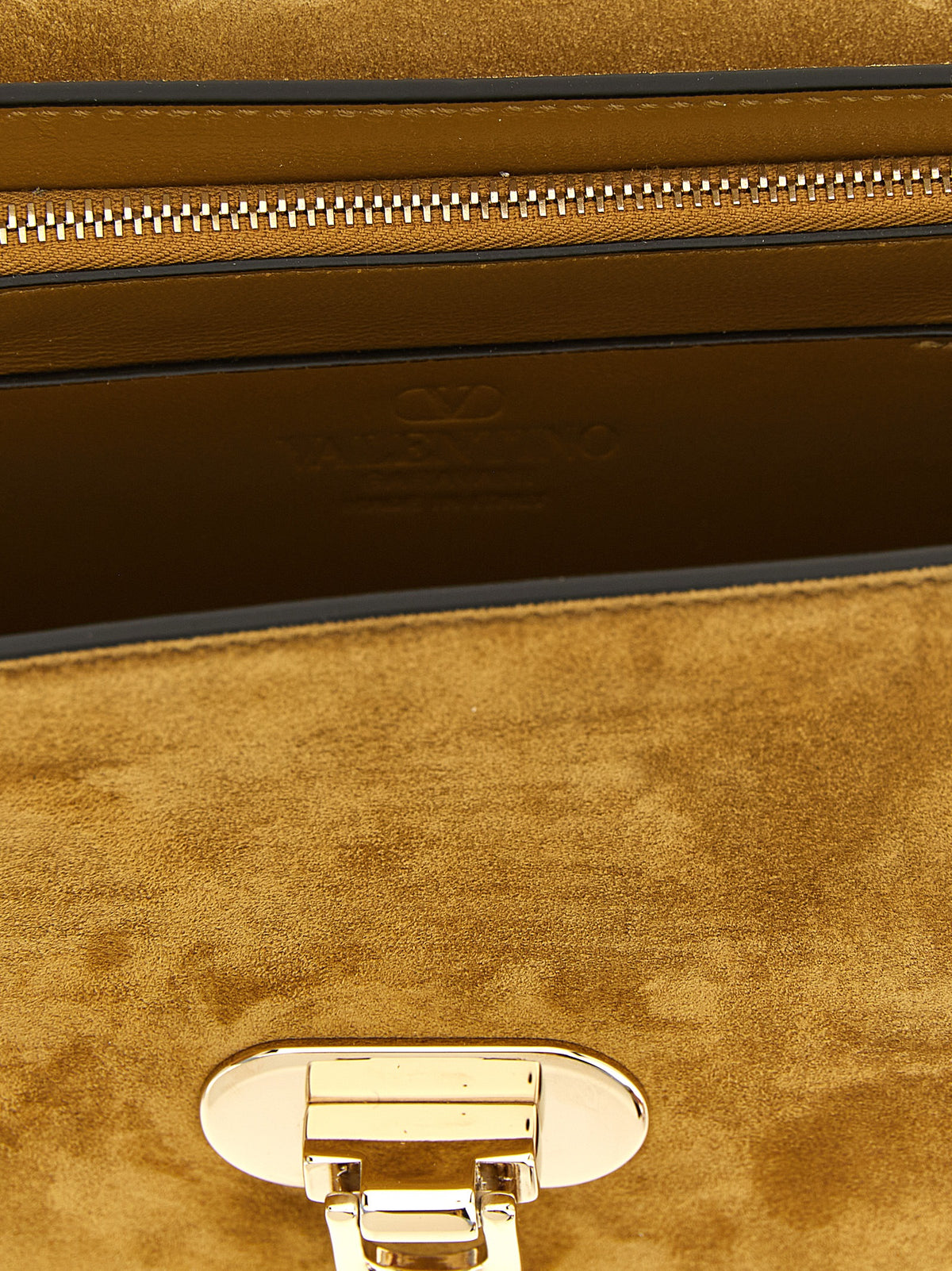 Valentino Garavani Rockstud Small Shoulder Bag - Havana Beige Suede