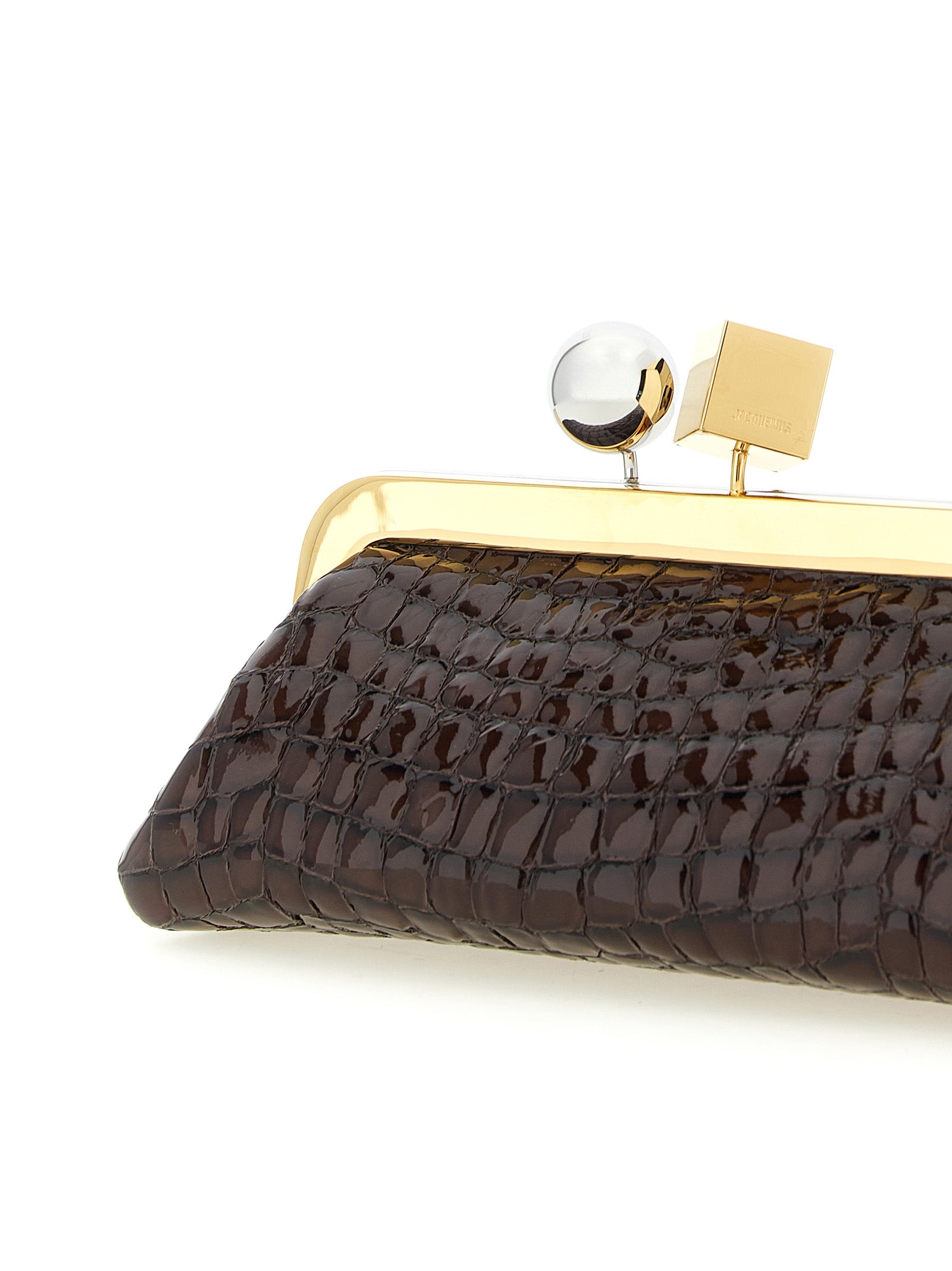 Jacquemus La Pochette Salon Long Clasp Bag - Brown Croc-Embossed Leather