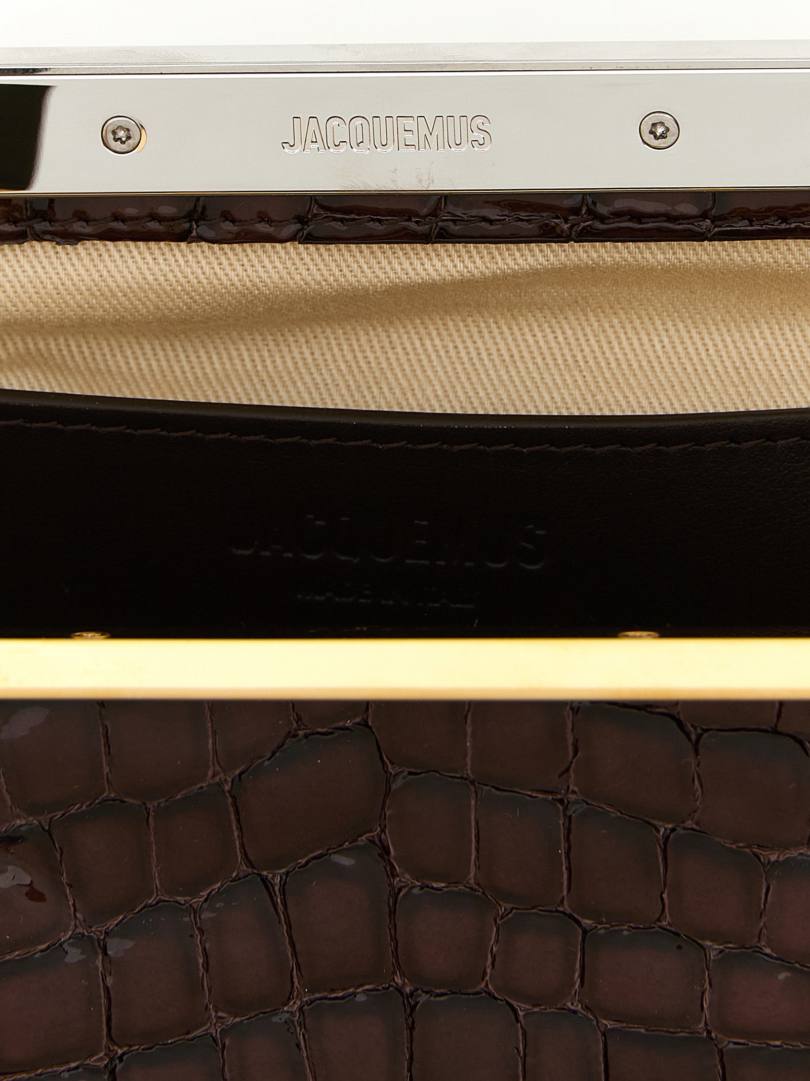 Jacquemus La Pochette Salon Long Clasp Bag - Brown Croc-Embossed Leather