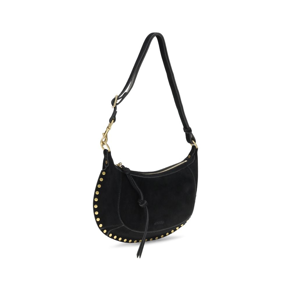 Isabel Marant Oskan Moon Suede Calfskin Shoulder Bag - Black