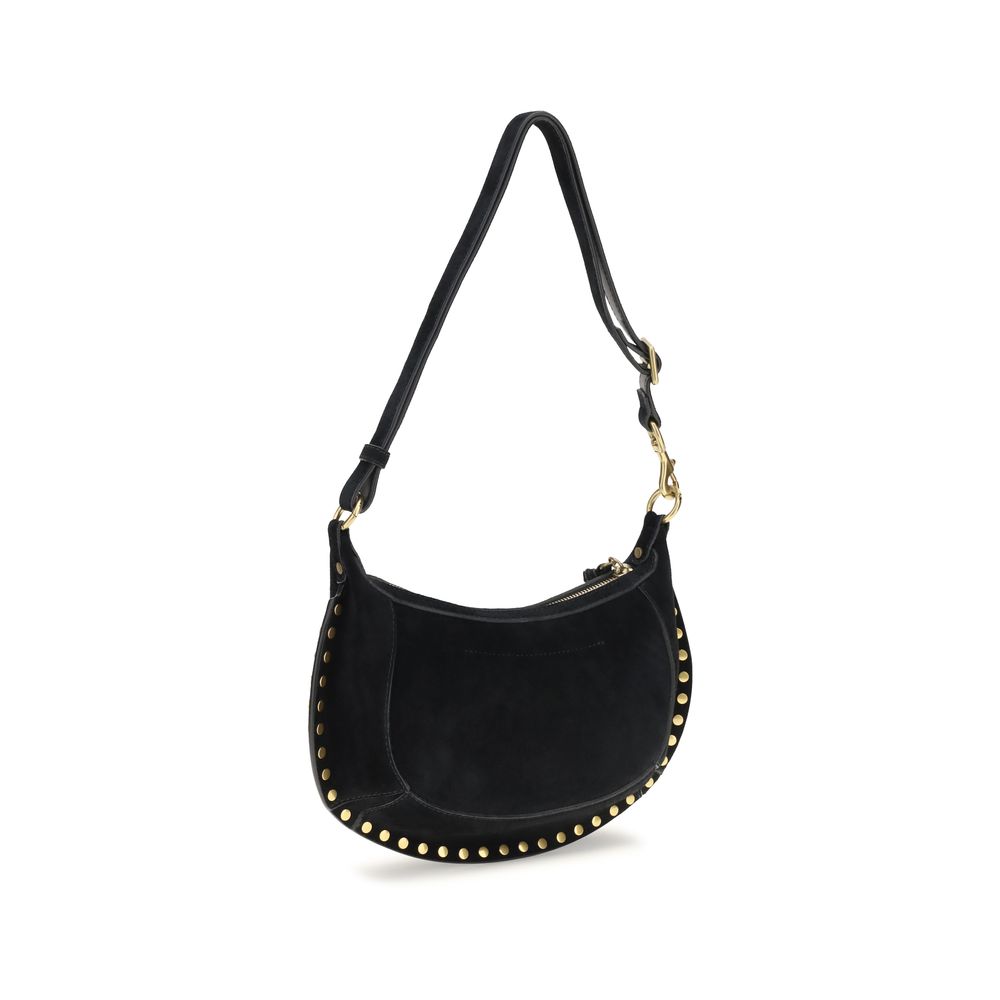 Isabel Marant Oskan Moon Suede Calfskin Shoulder Bag - Black