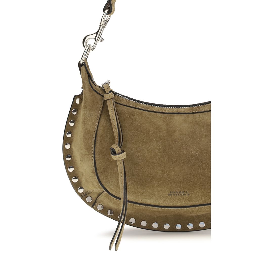 Isabel Marant Oskan Moon Suede Calfskin Shoulder Bag - Taupe