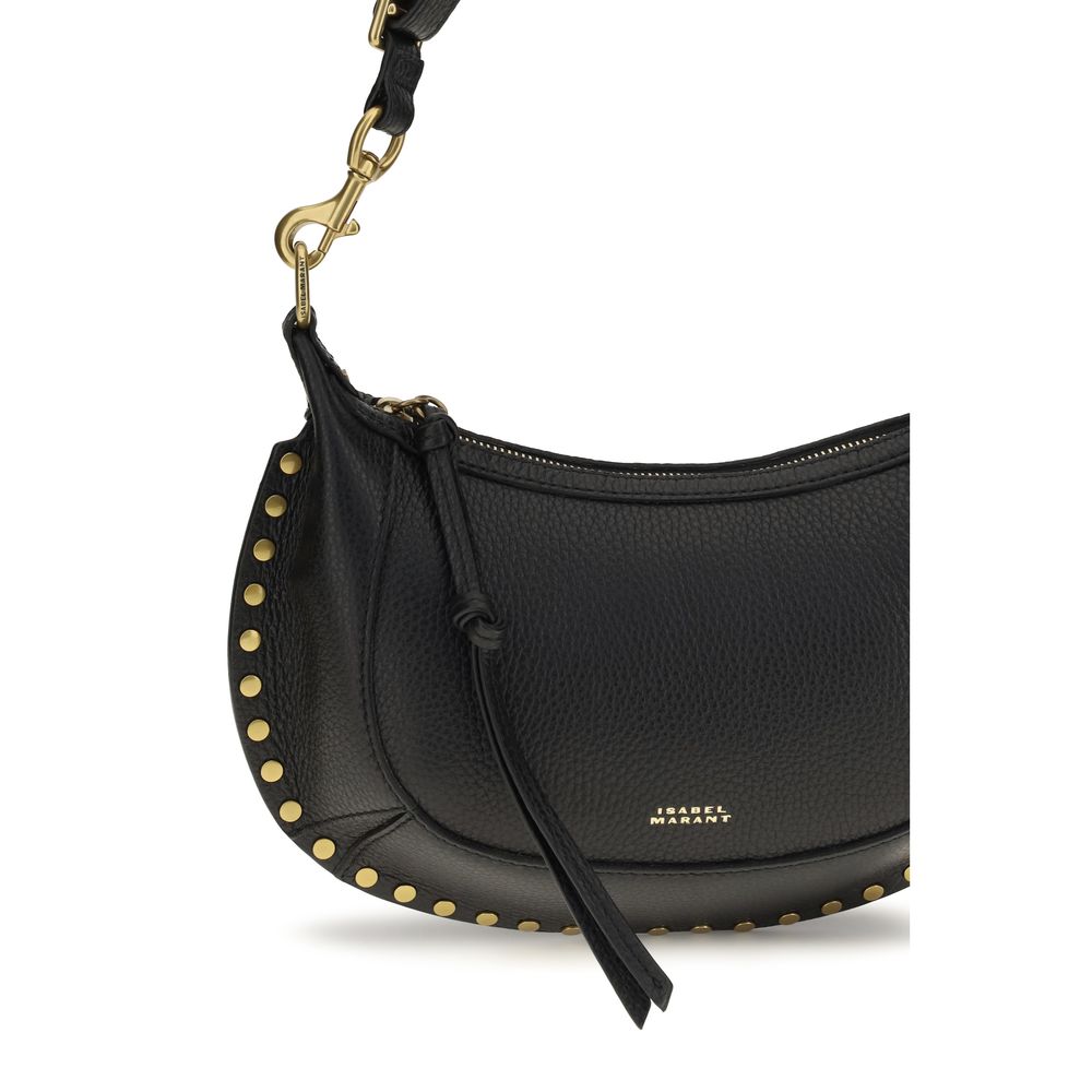 Isabel Marant Oskan Moon Grained Leather Shoulder Bag - Black