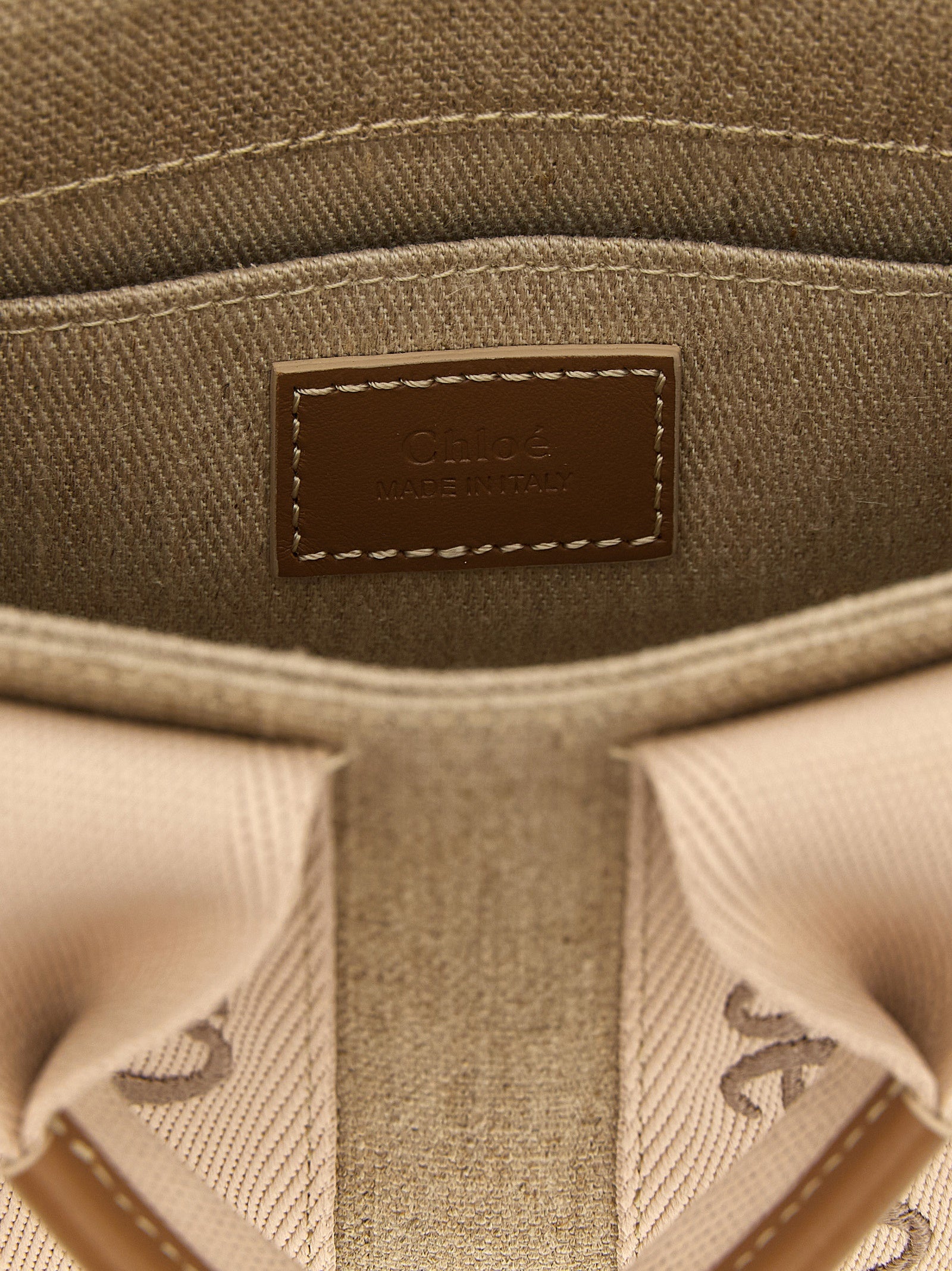 Chloé Woody Mini Tote Bag in Linen - Blushy Beige
