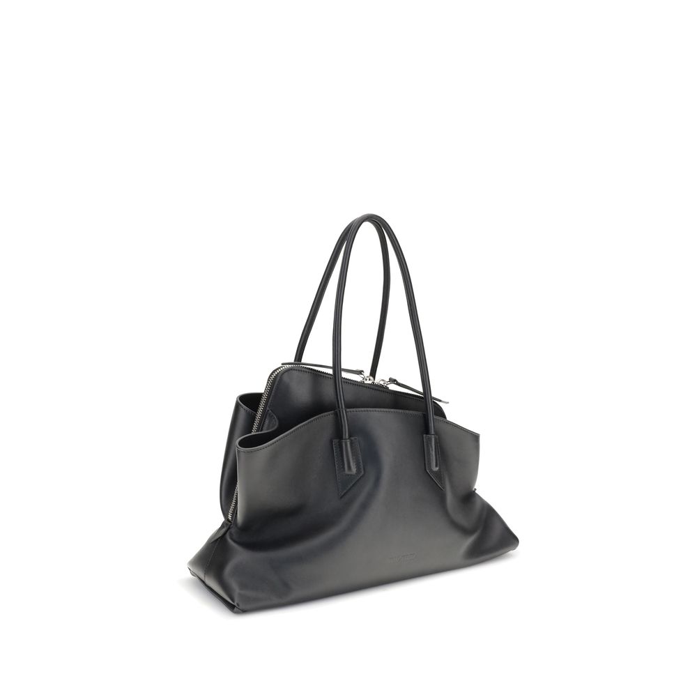 The Attico La Passeggiata Medium Top Handle - Black Smooth Leather